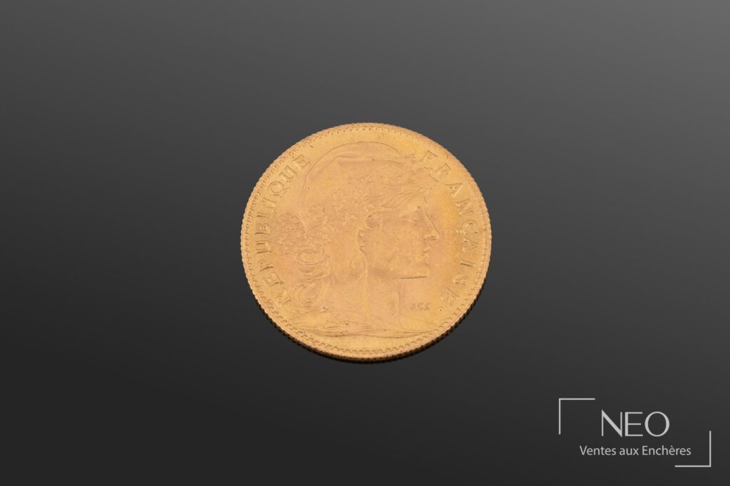 Avers d'une pièce 10 francs or Marianne au coq
