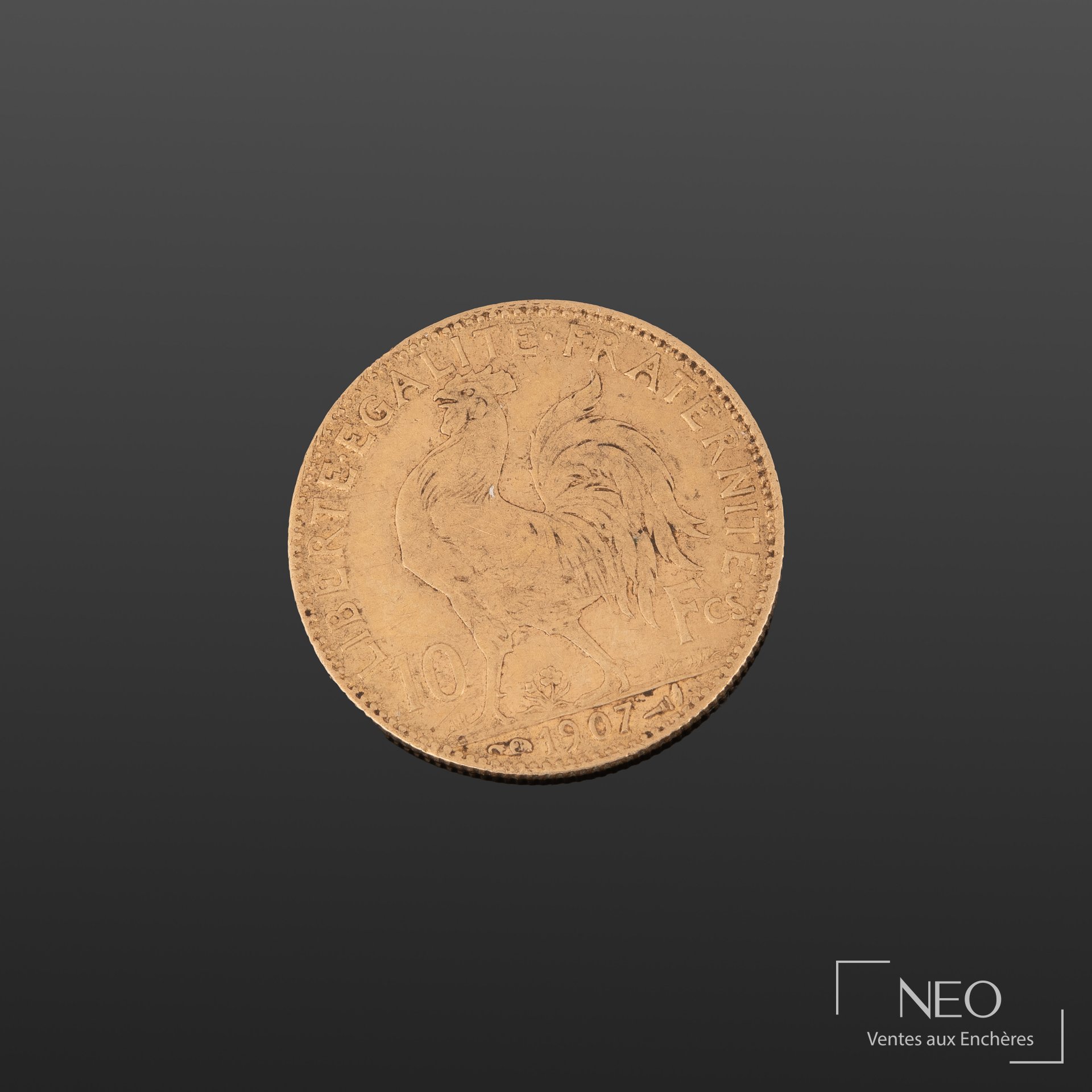 10 francs or Marianne au coq, pièce de 1907
