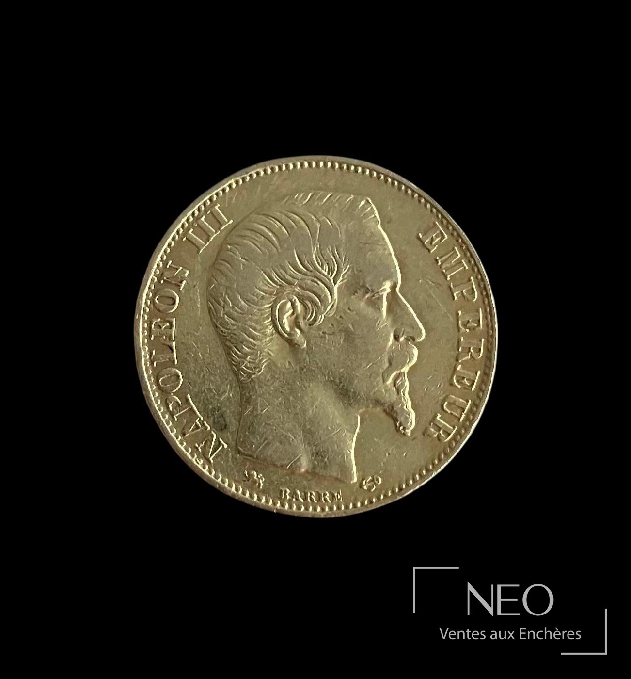 10 francs or Napoléon III tête nue 1855 A Paris