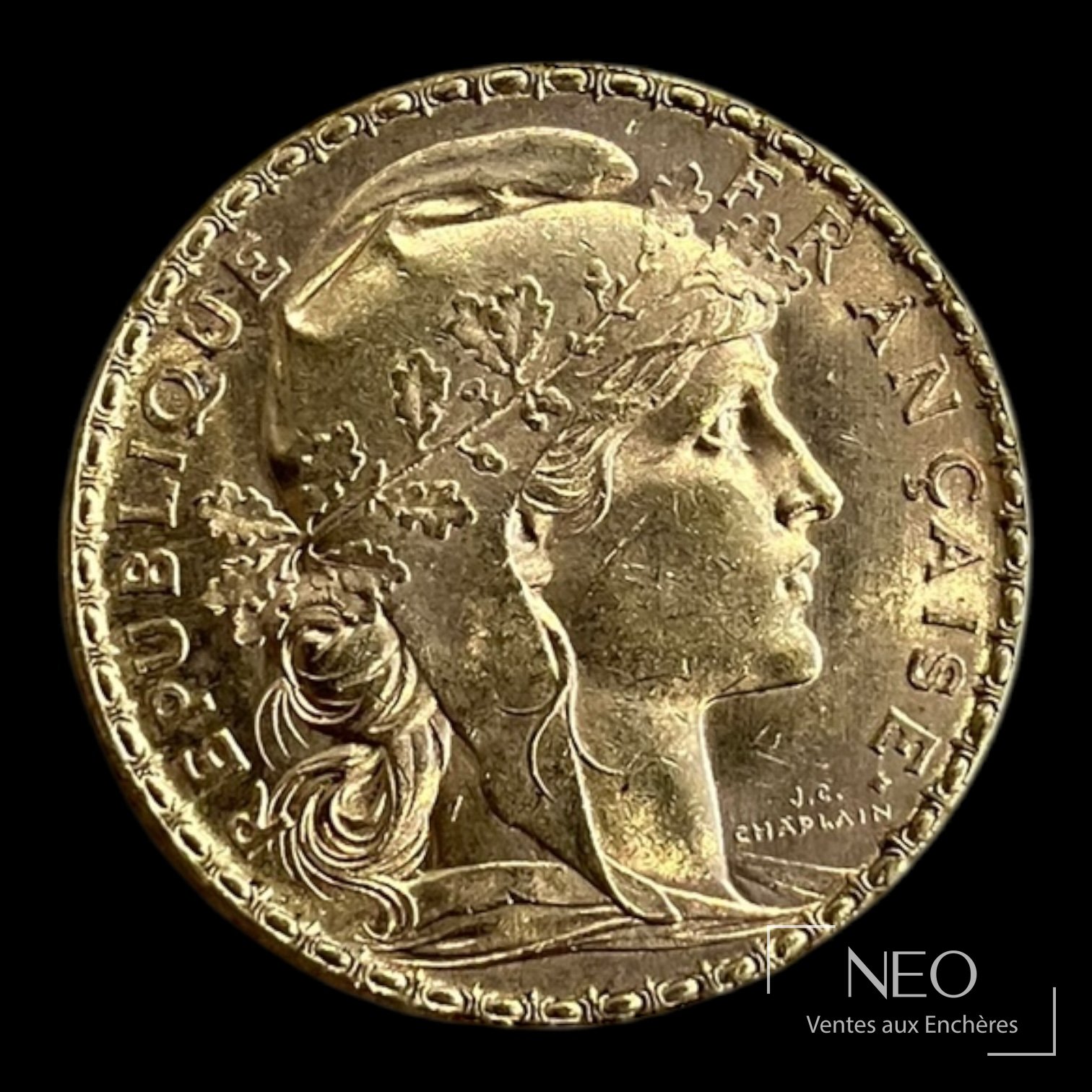 20 francs Marianne au coq 1905, pièce en or