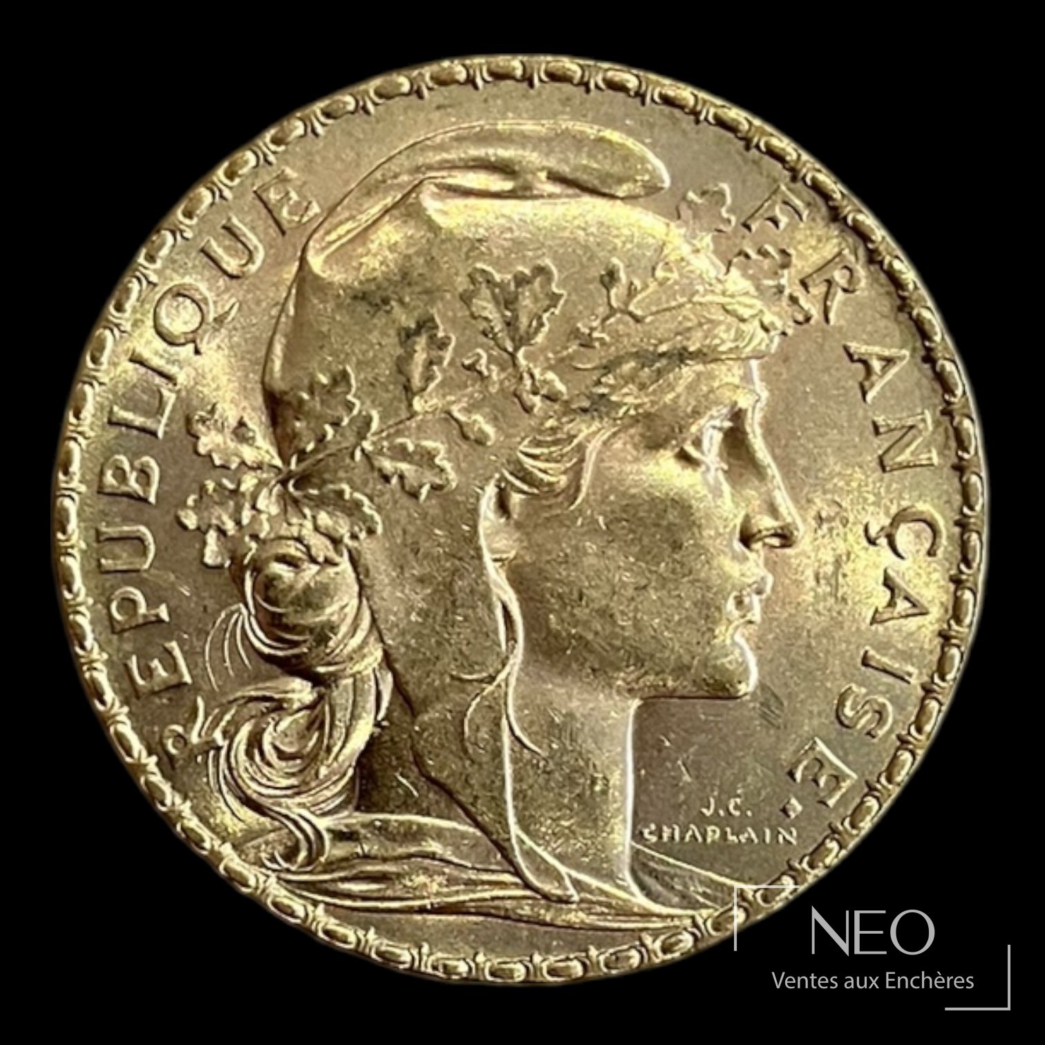 Pièce de 20 francs Marianne au coq 1910