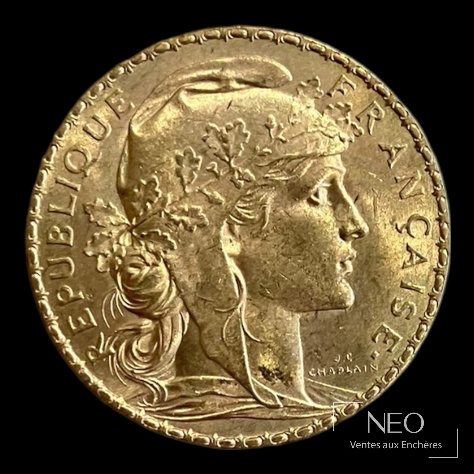 Pièce de 20 francs Marianne au coq, 1908