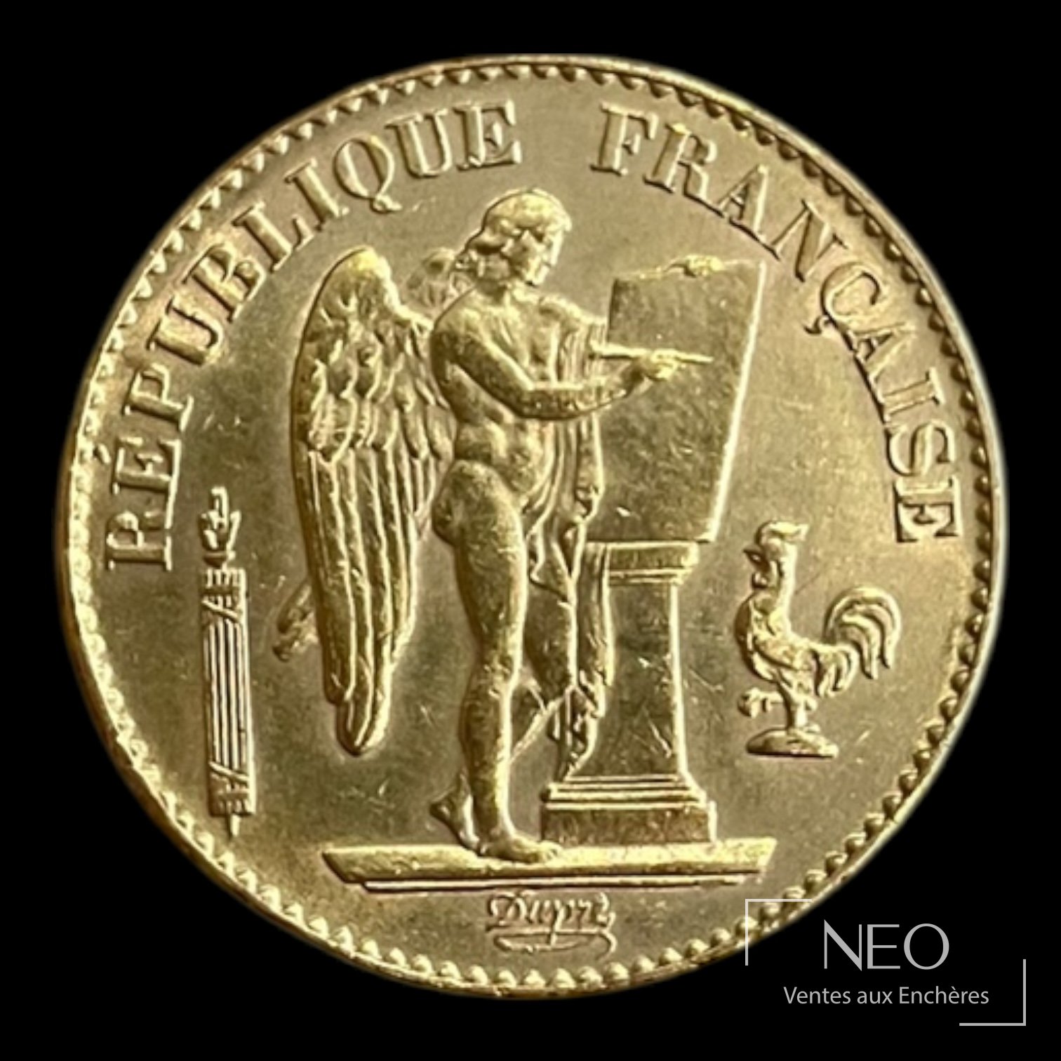 20 francs or Génie ailé 1875, pièce en or