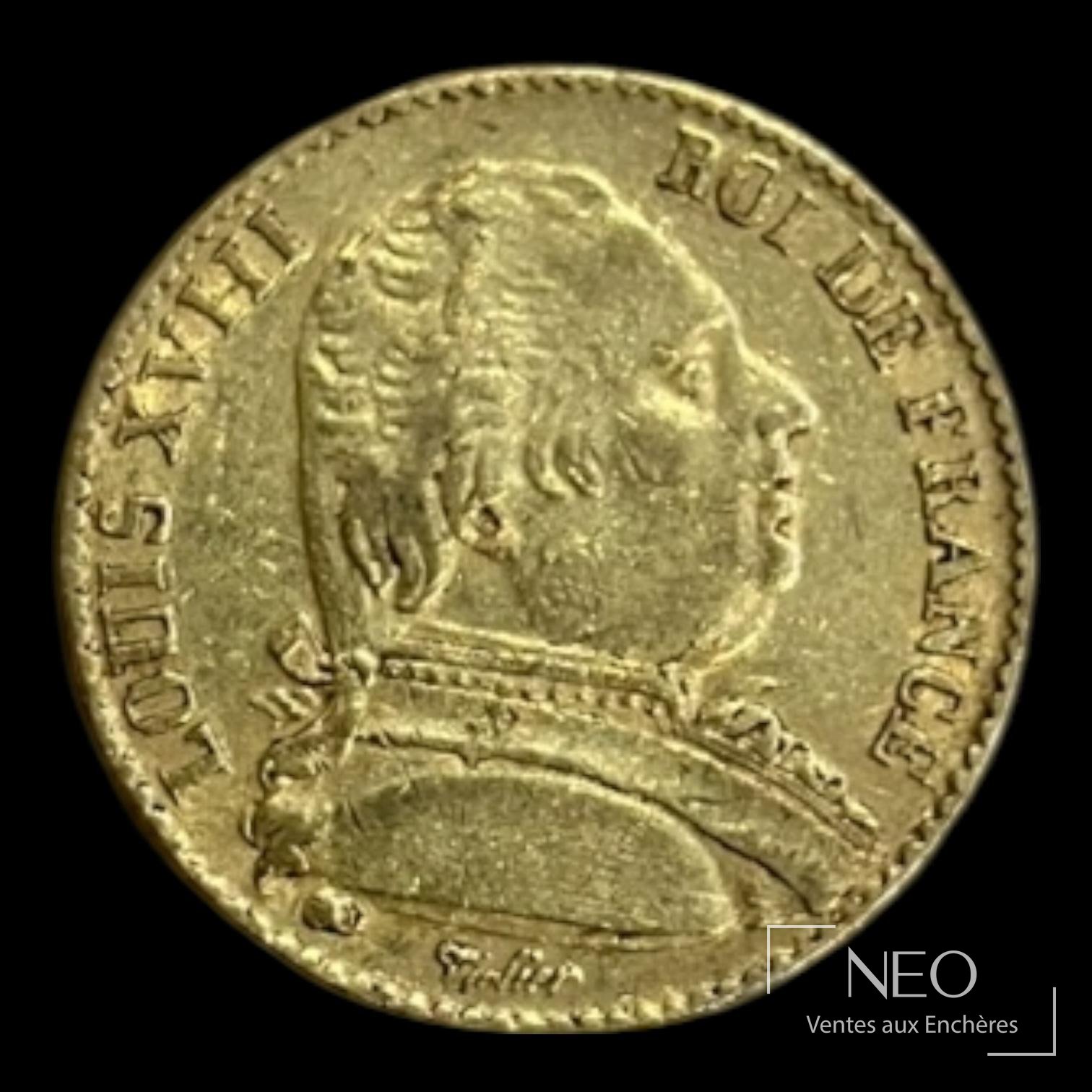 20 francs or Louis XVIII tête nue, 1815 A Paris