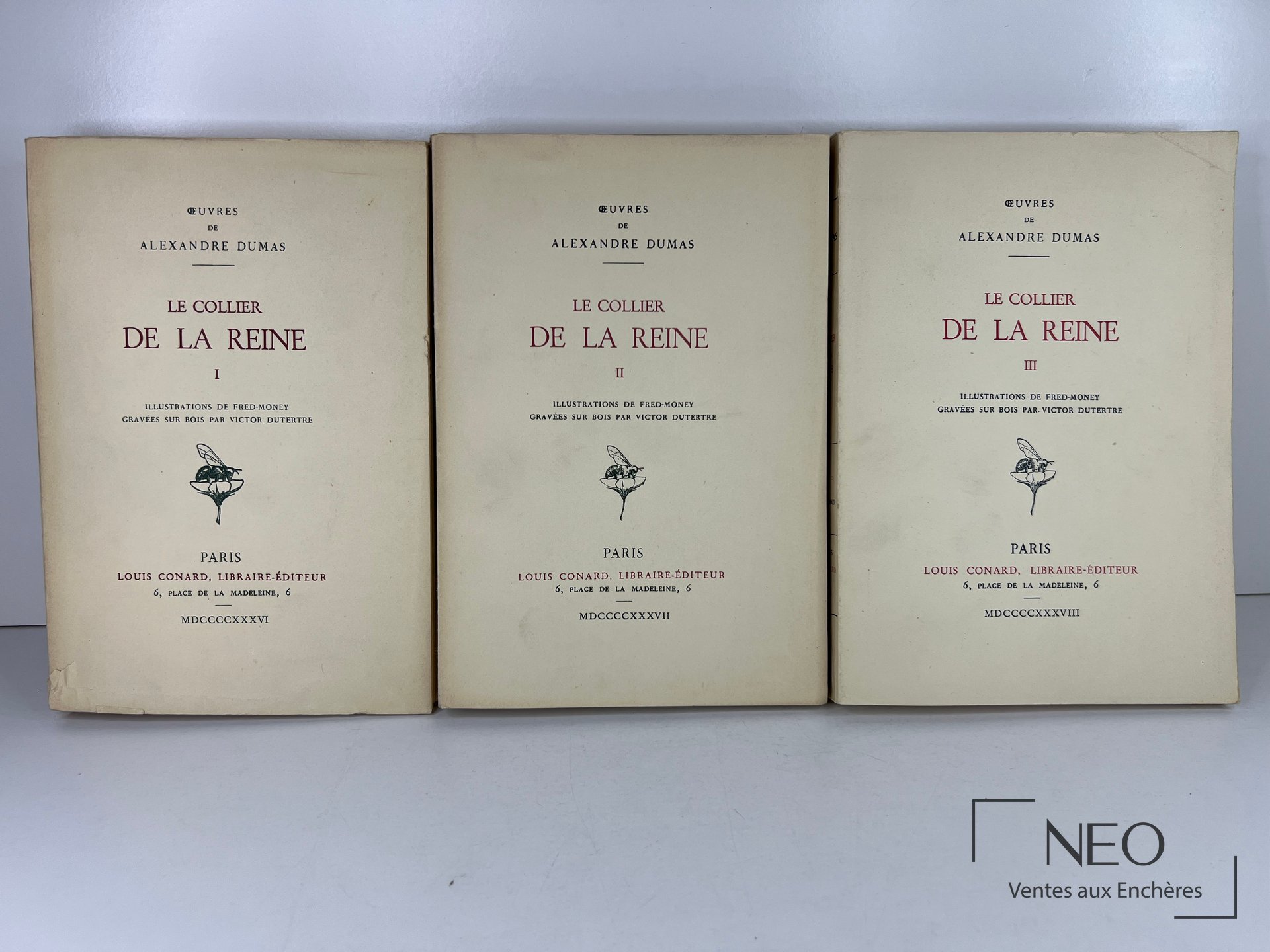 Alexandre Dumas Le collier de la reine en 3 volumes, Louis Conard