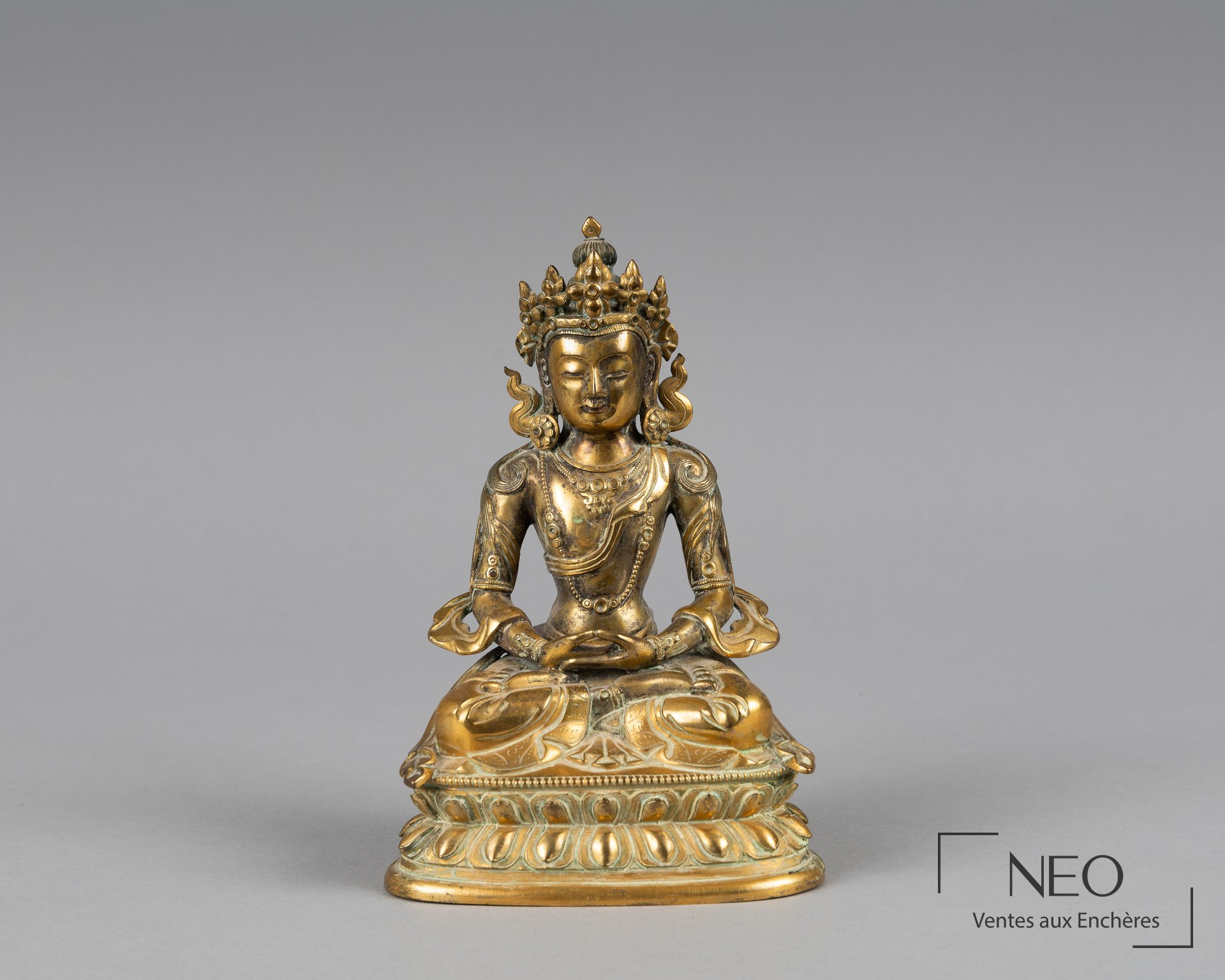 Statuette d&rsquo;Amitayus en bronze doré, Tibet, XVIIIe siècle