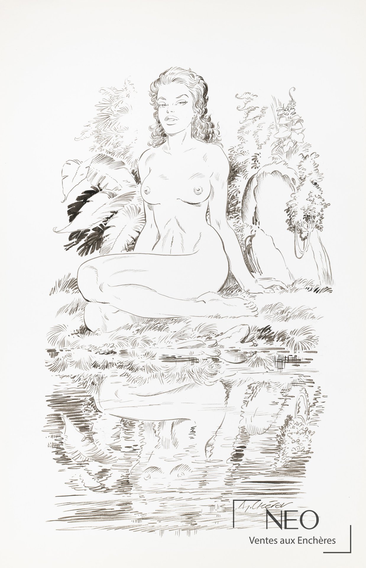 André Chéret Rahan, illustration à l’encre de Chine