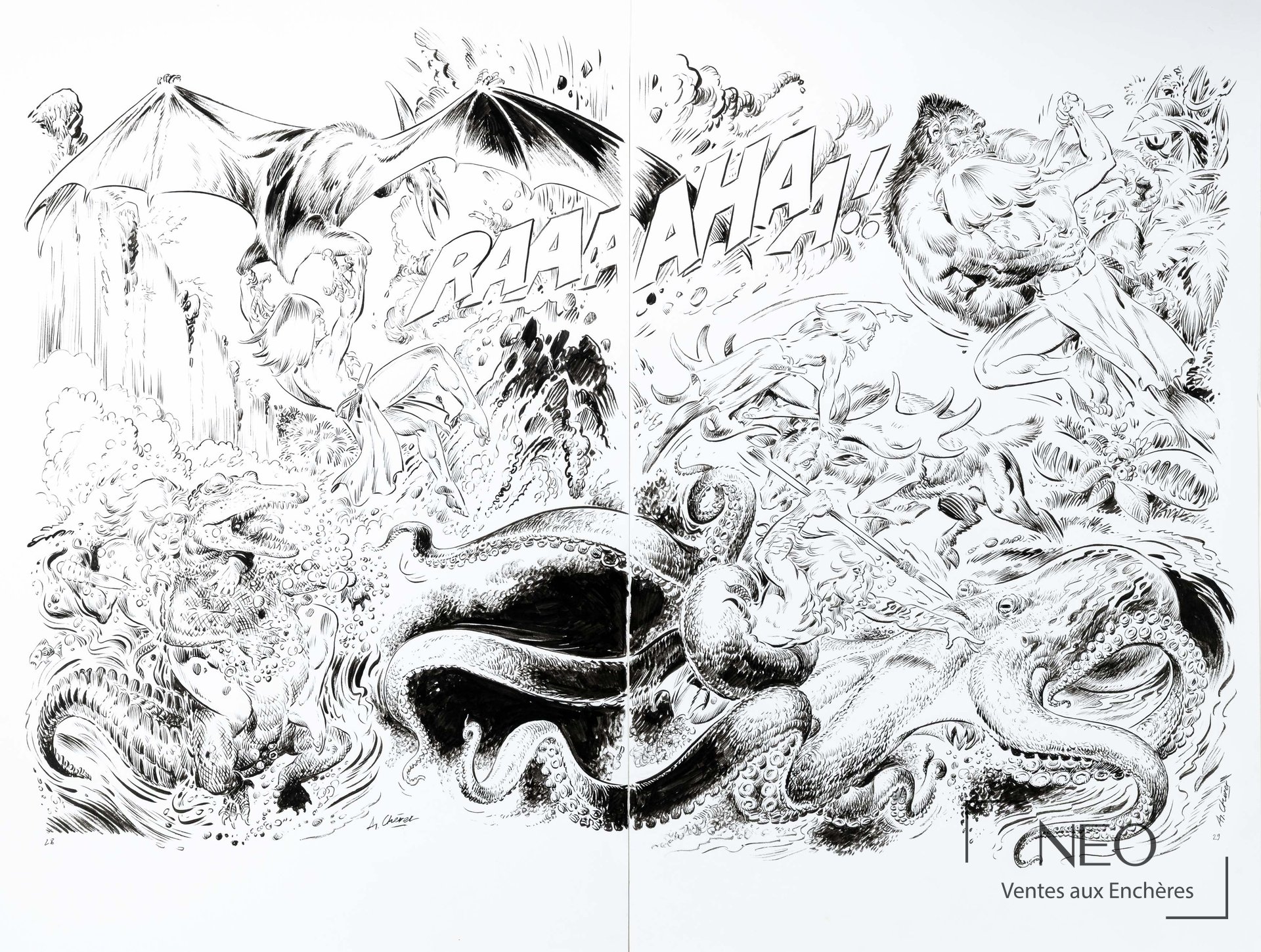 André Cheret et Jean François Lecureux, Rahan, double planches 28 et 29