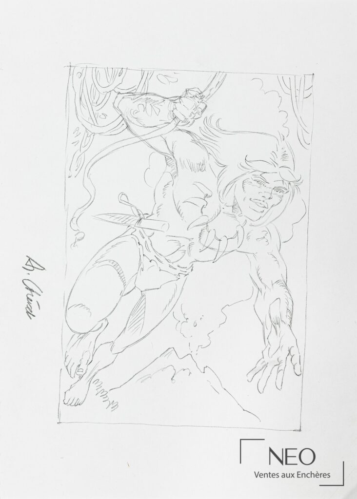Dessin de Rahan à la mine de plomb