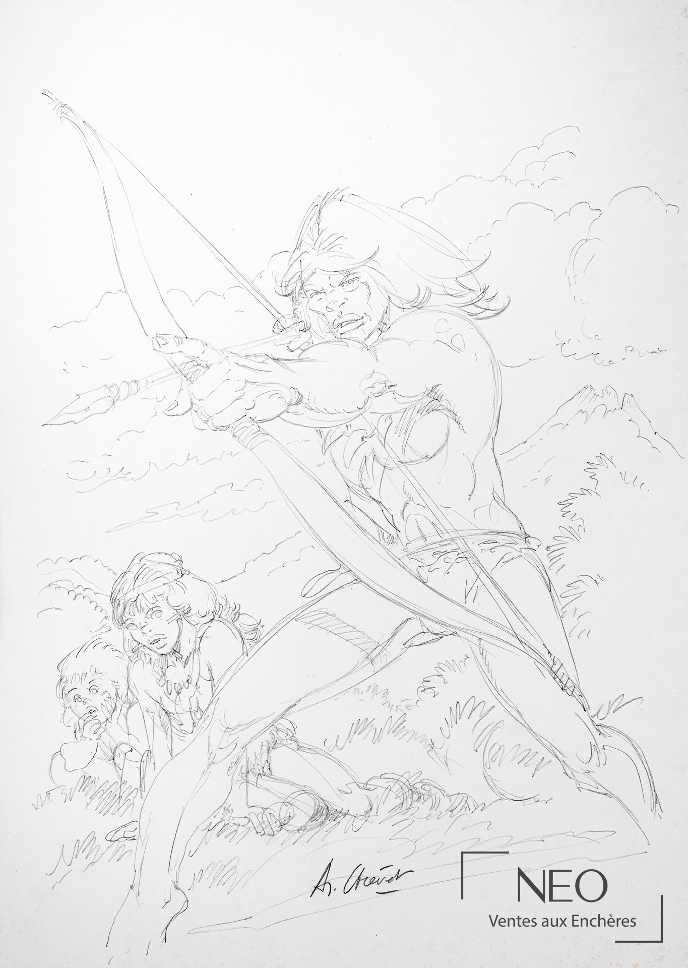 André Cheret Rahan, illustration à la mine de plomb