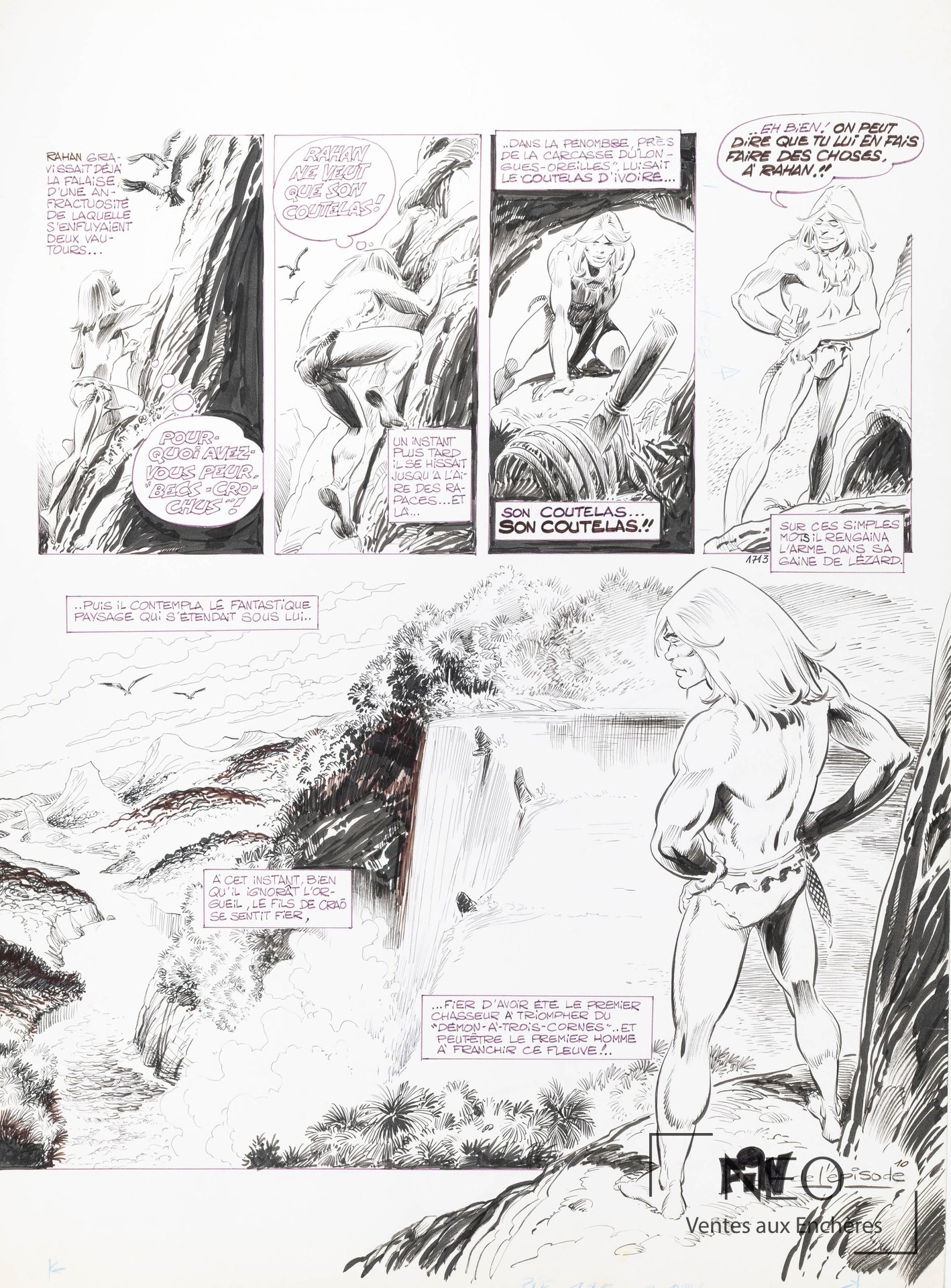 André Chéret et Roger Lécureux, Rahan Le démon à trois cornes, planche originale