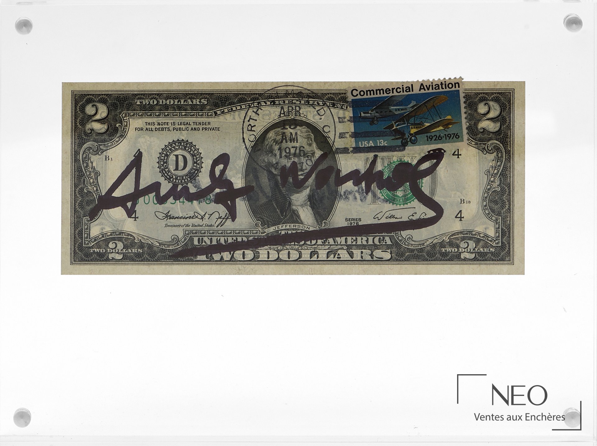 Andy Warhol d’après Billet de 2 dollars Thomas Jefferson, série 1976