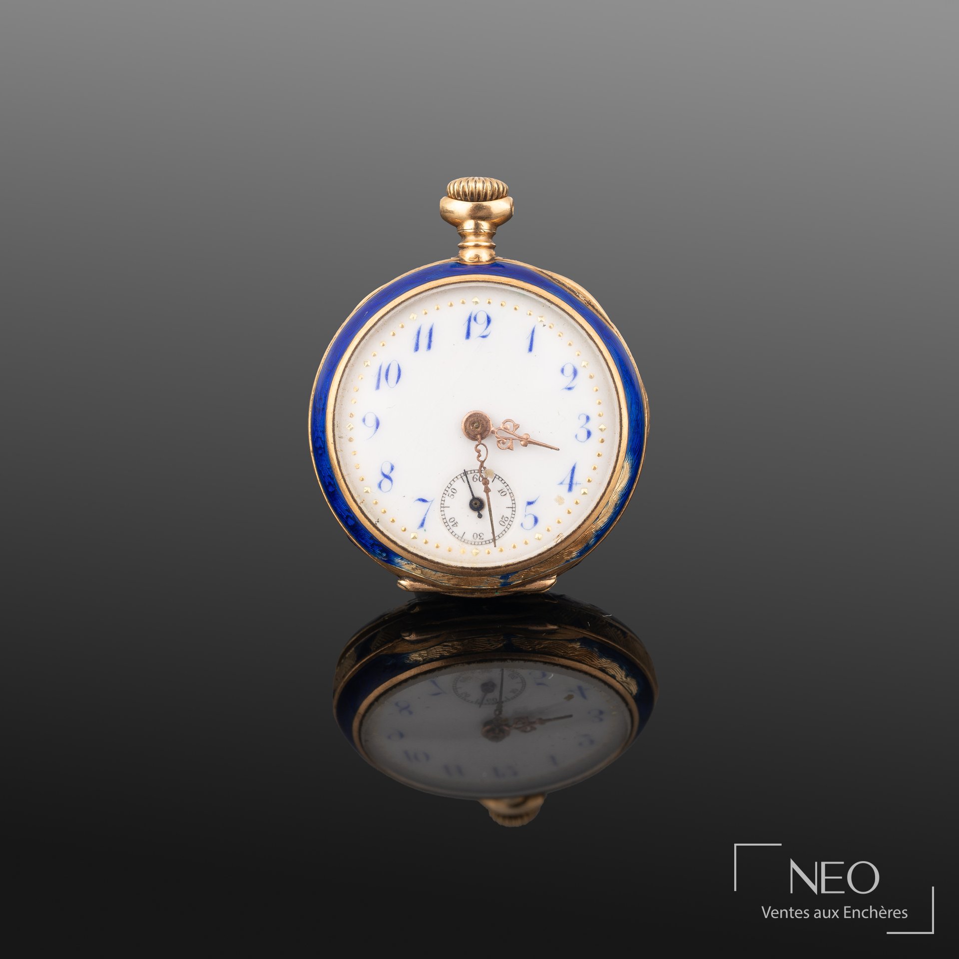 Anne Maison B. Haas Jeune montre de col en or jaune 18K émaillée