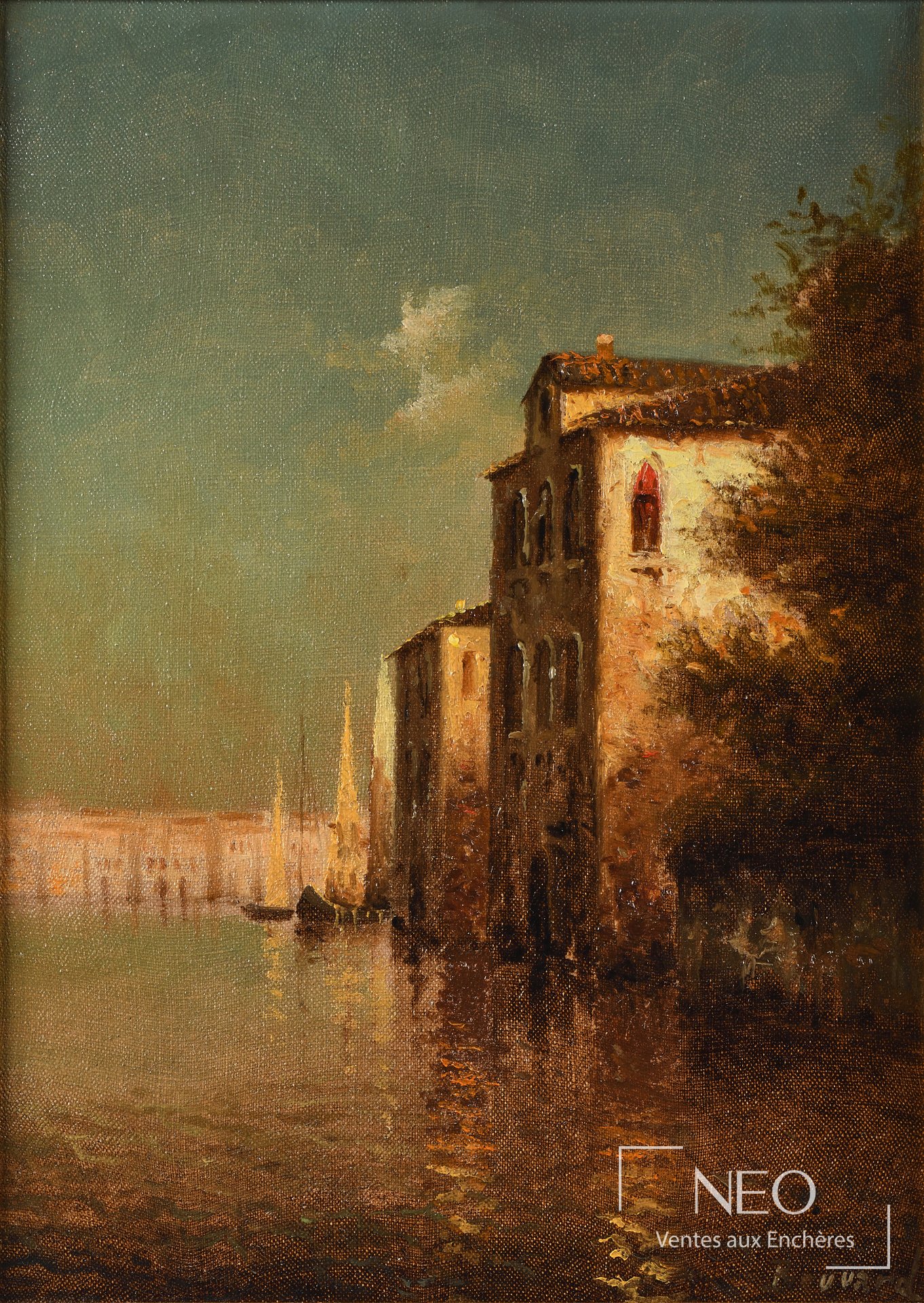 Antoine Bouvard, Vue de Venise, huile sur toile signée