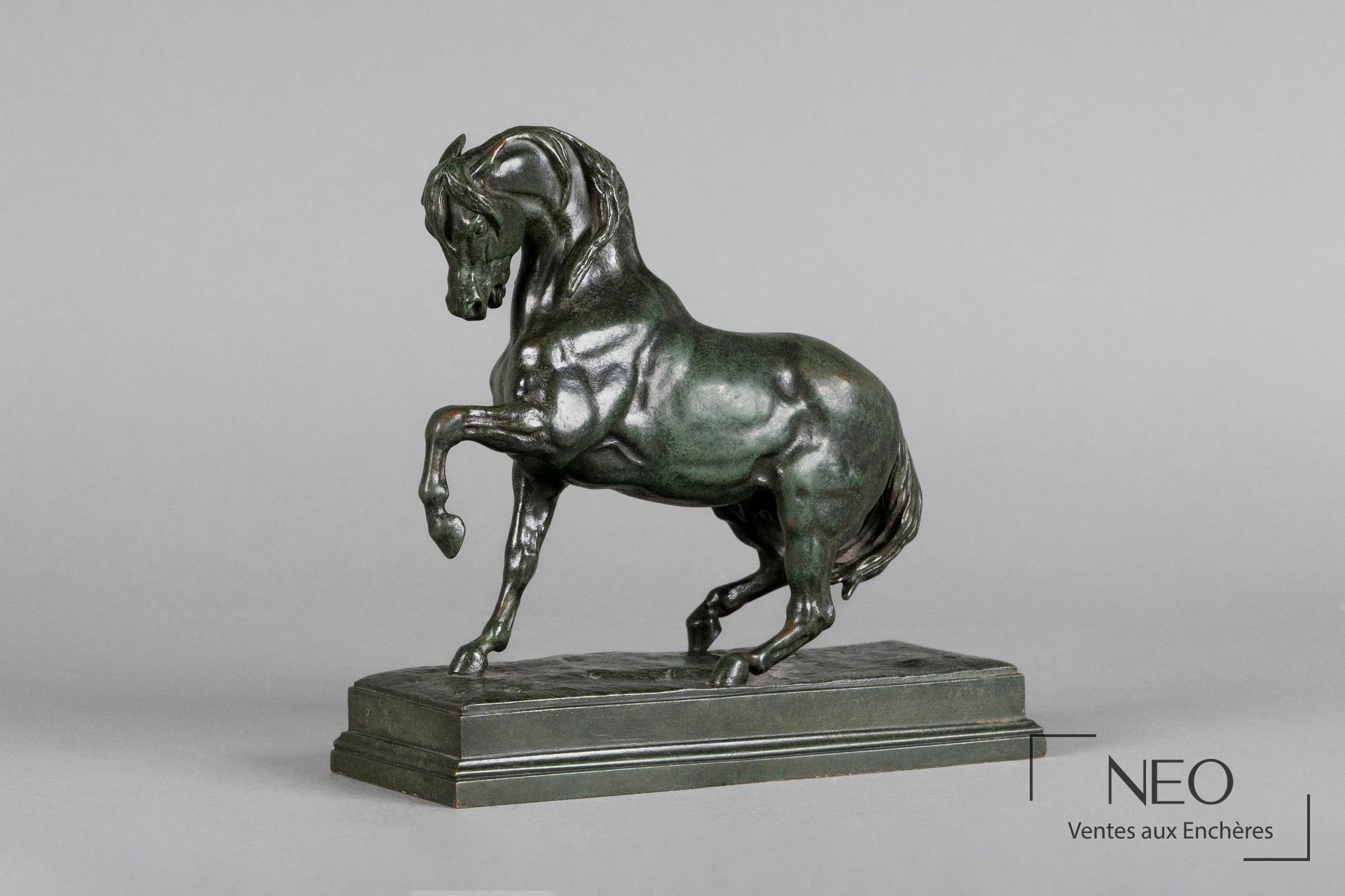 Antoine Louis Barye, Cheval turc n°3, bronze à patine verte