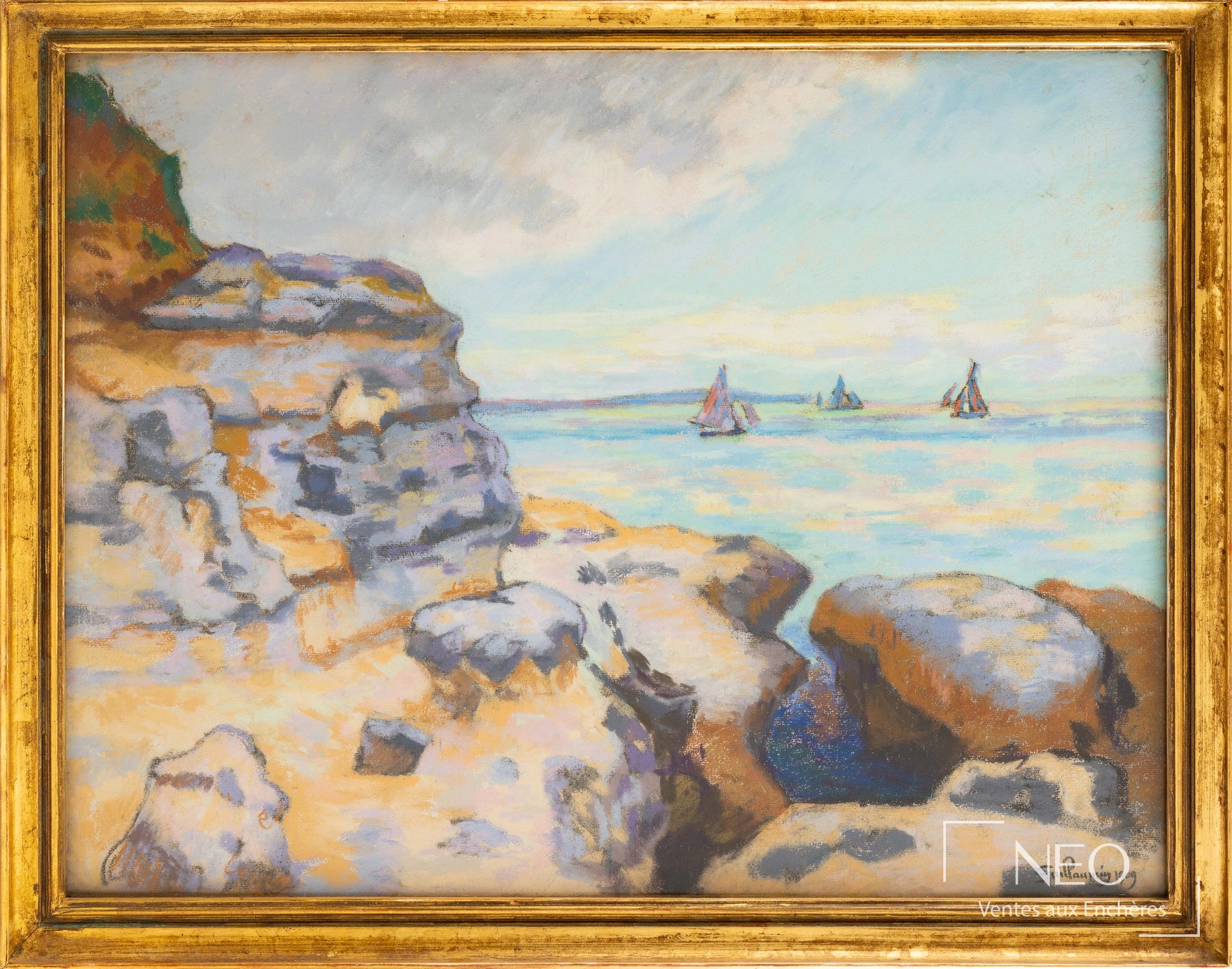 Pastel de paysage marin par Armand Guillaumin