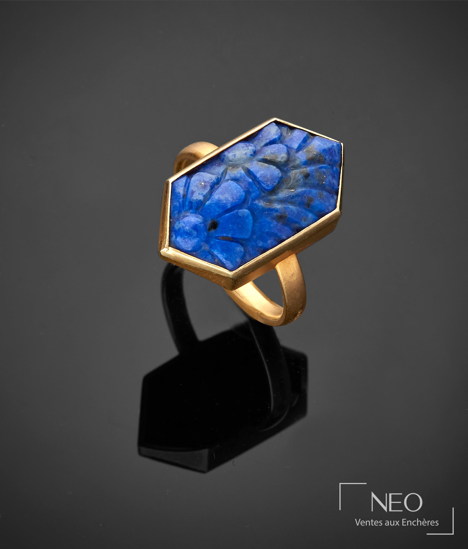 Arnould Bague en or jaune 18 carats sertie de sodalite