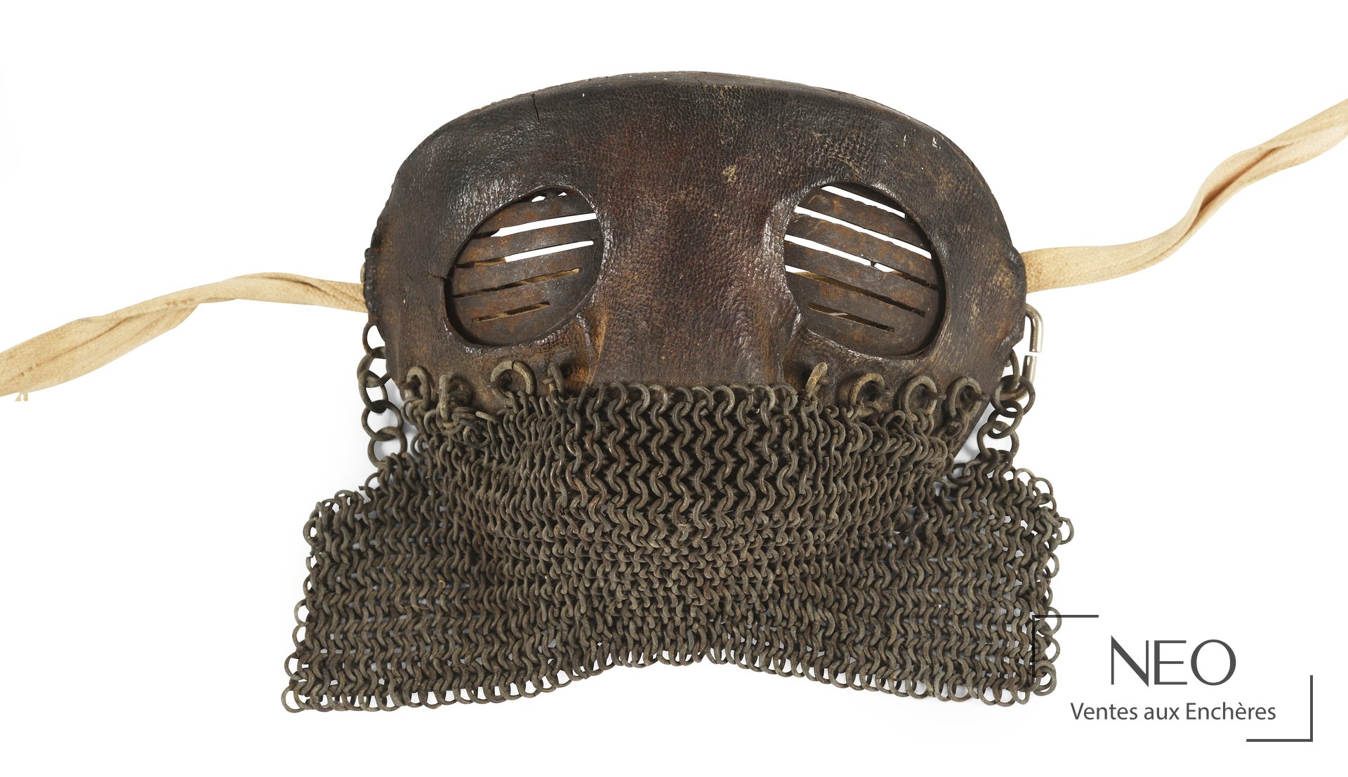 Artillerie spéciale, masque pare-éclats de tankiste en cuir brun