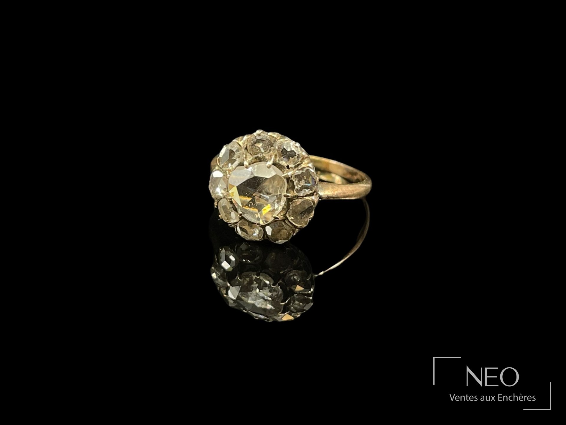 Bague en or rose 18 carats et diamants, taille rose anversoise