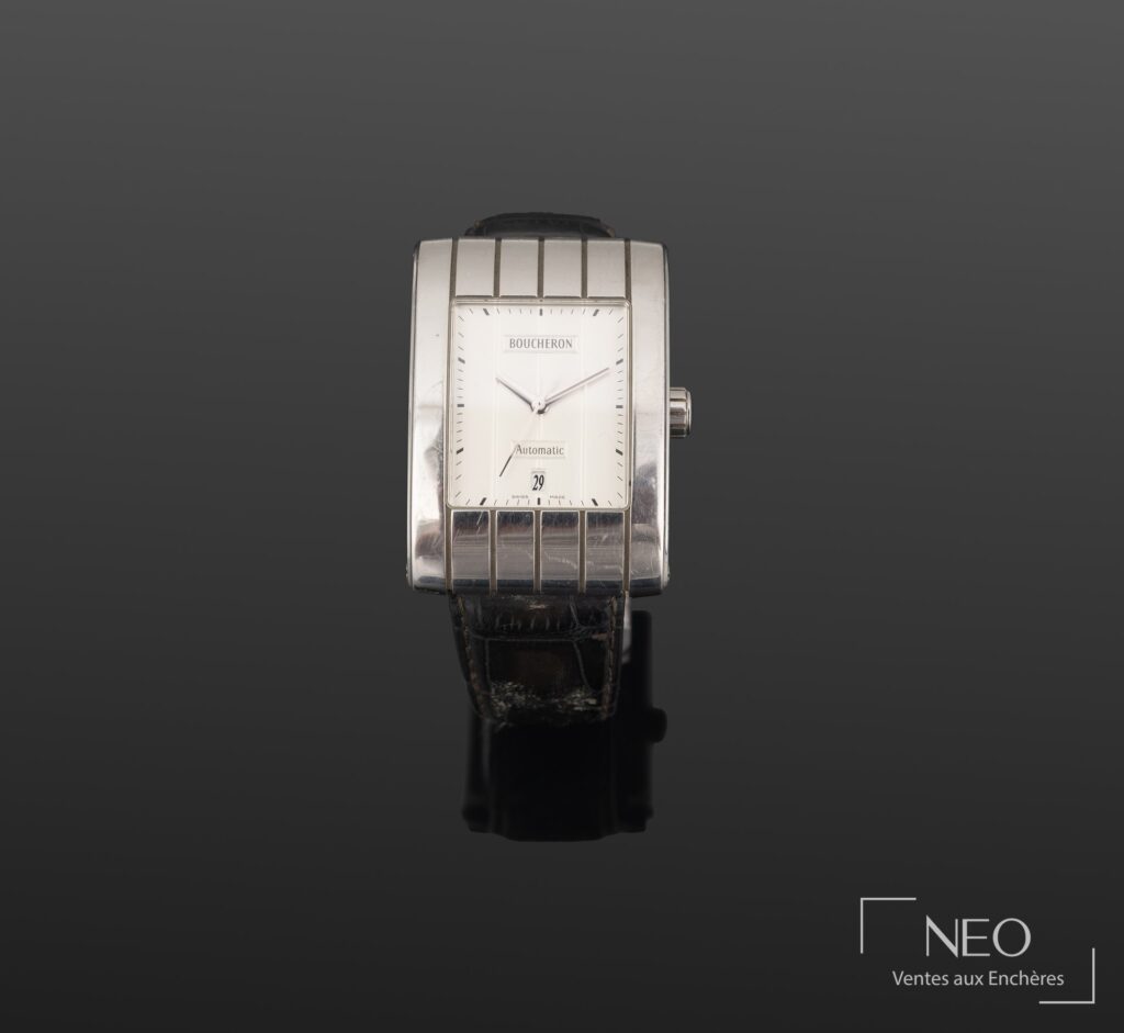 Montre bracelet Boucheron rectangulaire en acier
