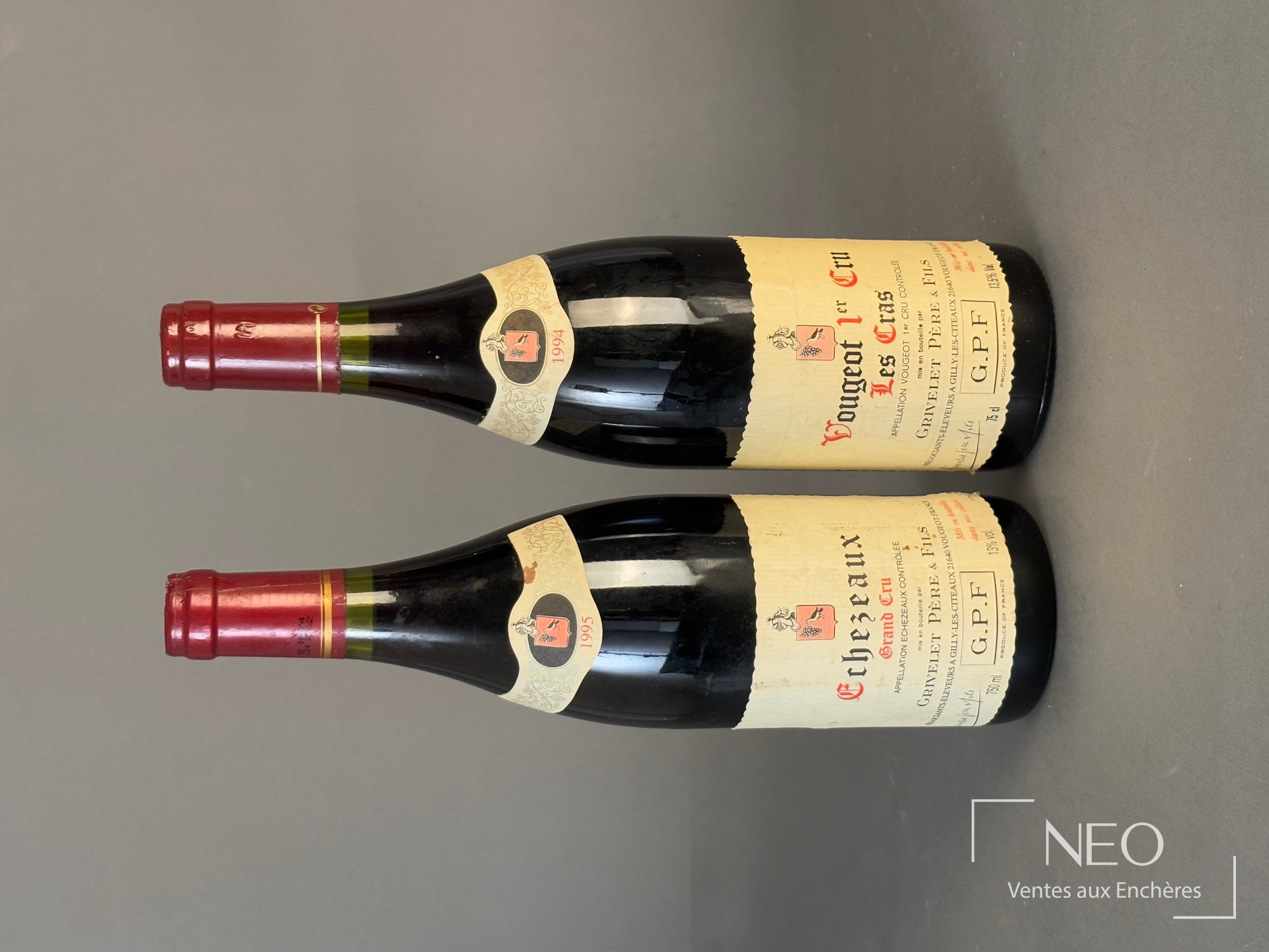 Ensemble de 2 bouteilles de Bourgogne Grivelet père et fils