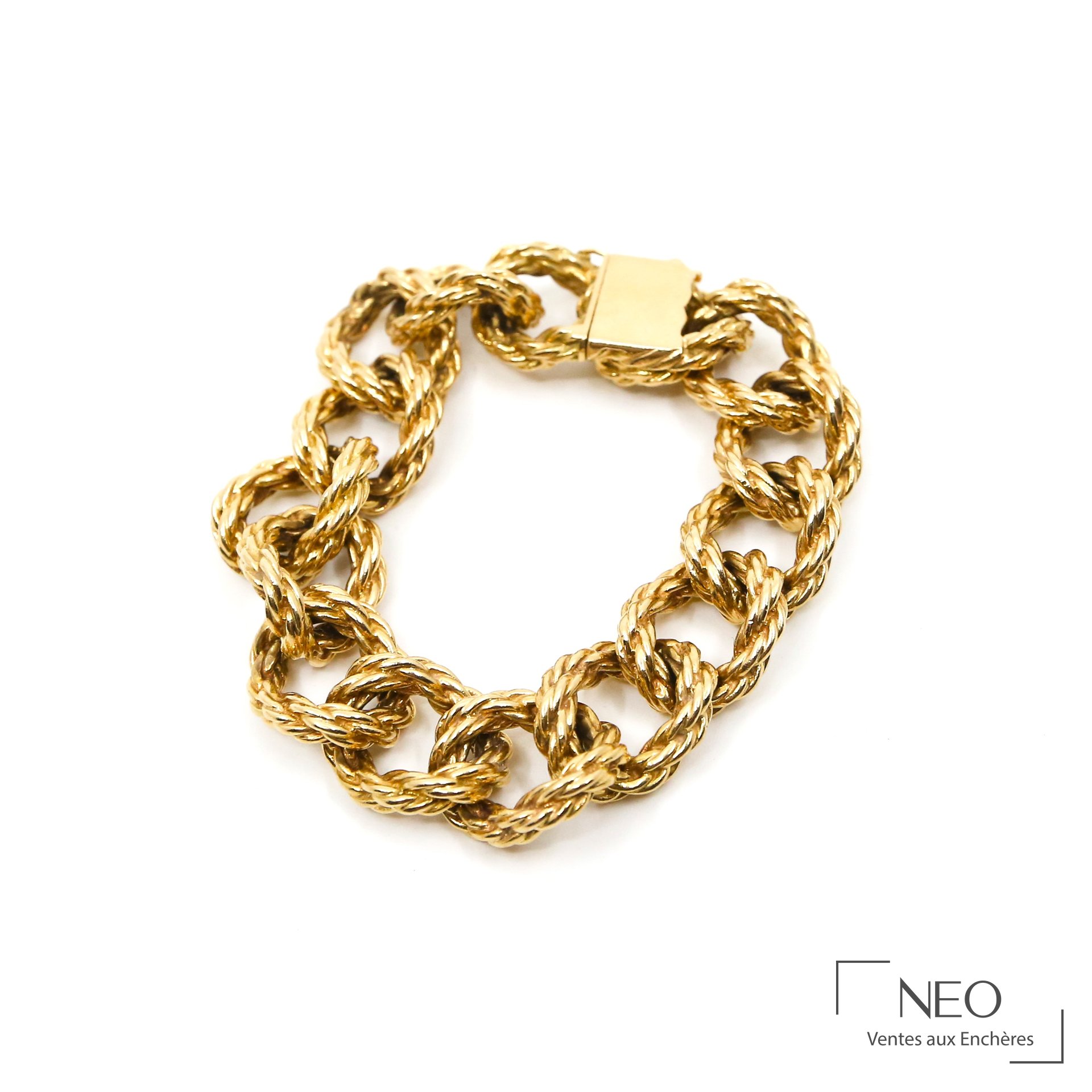 Bracelet en or jaune 18 carats à mailles nouées fantaisie