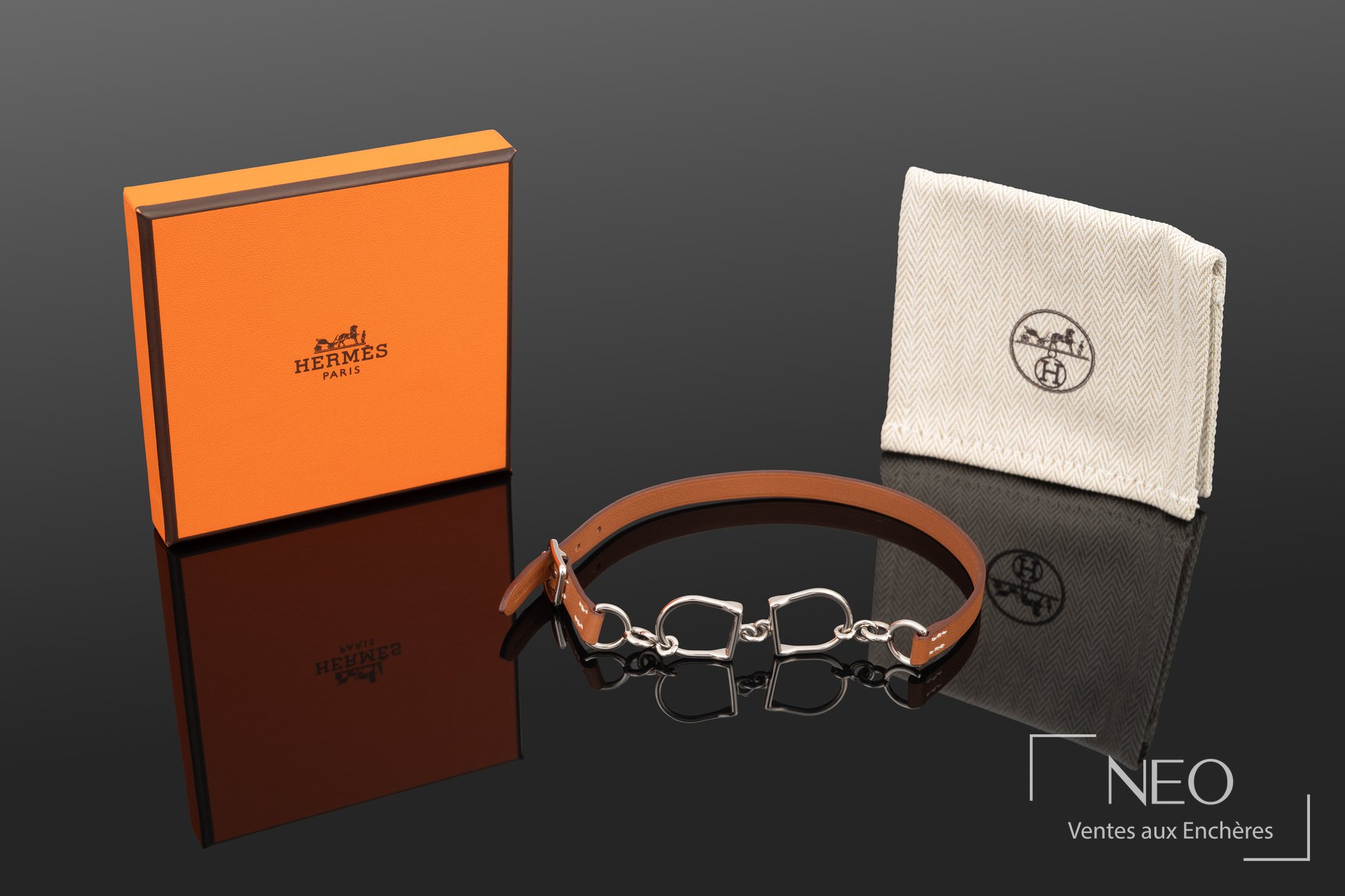 Bracelet Hermès mors double tour avec boîte orange et dustbag