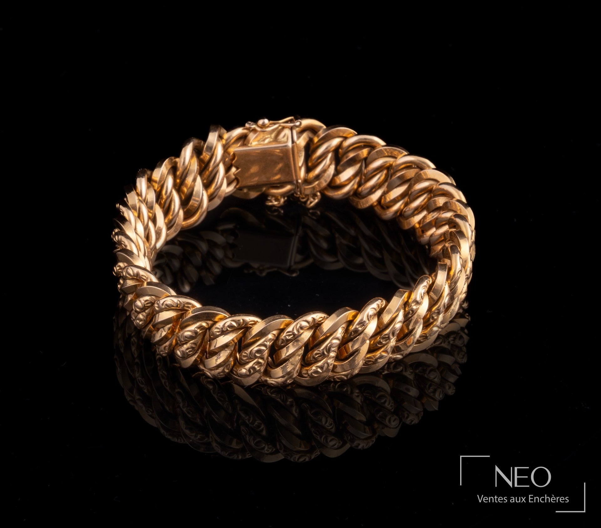 Bracelet à maille américaine en or jaune 18 carats