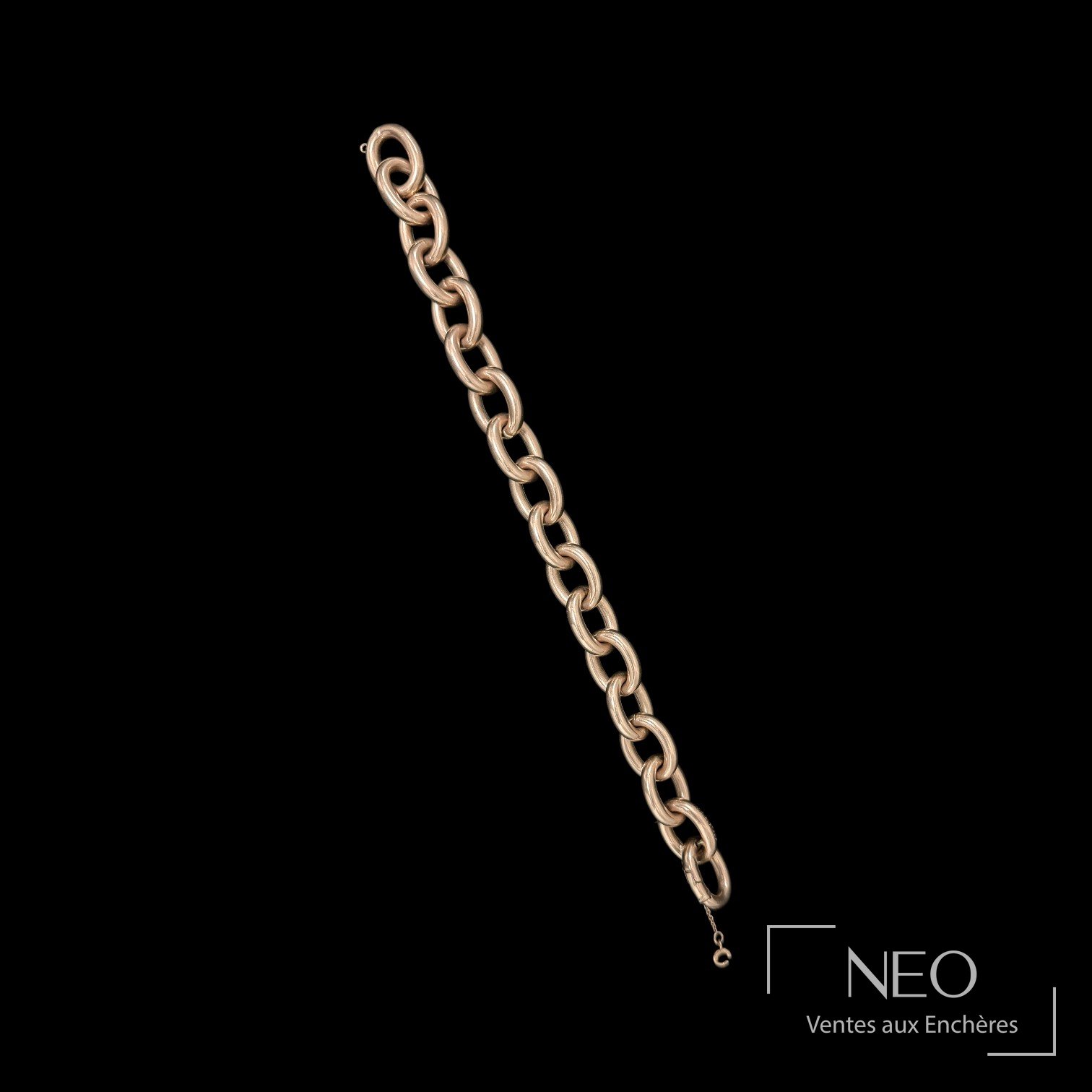 Raymond Roullac Bracelet à large maille forçat en or jaune 18K