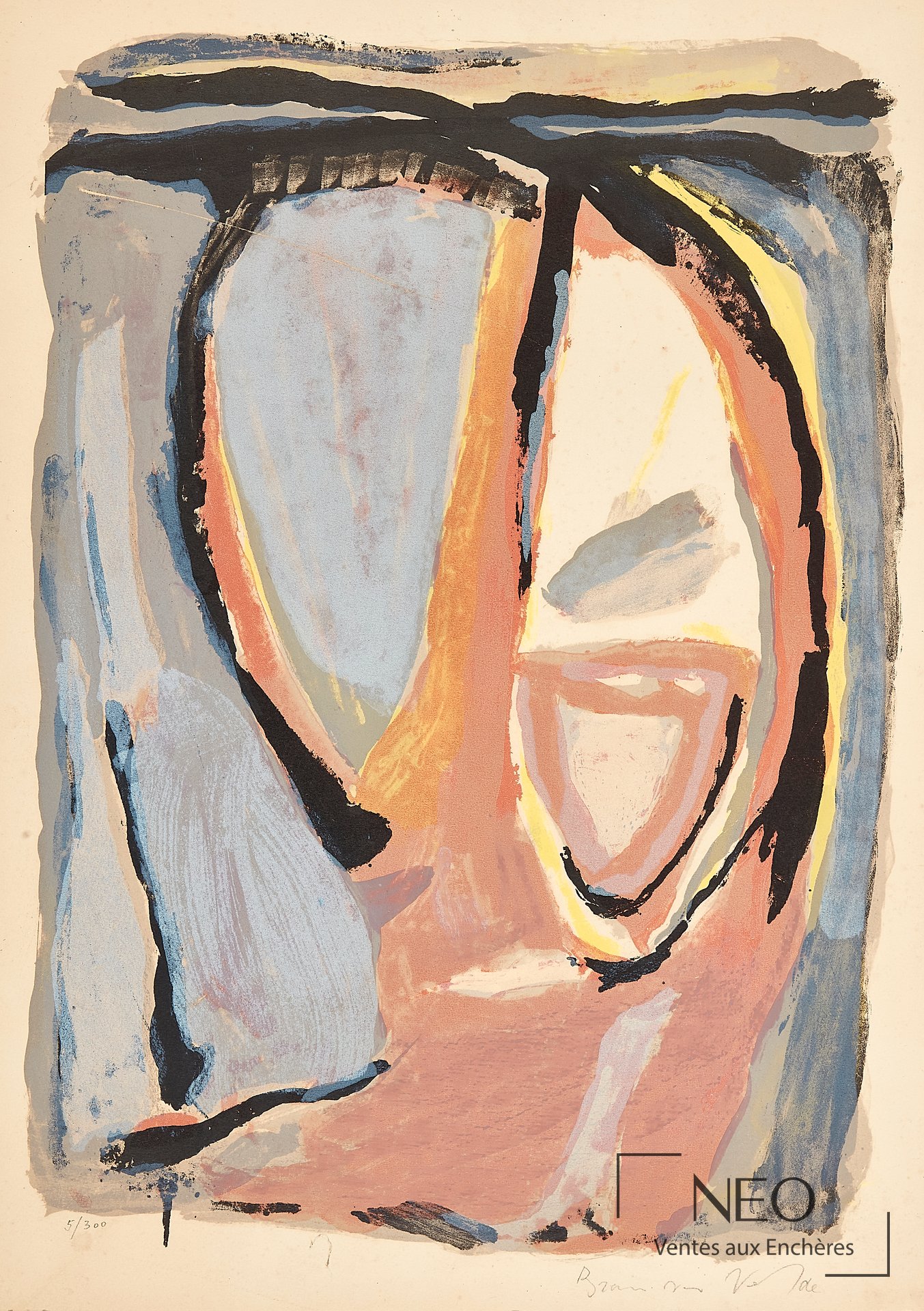 Bram VAN VELDE Composition abstraite, lithographie signée et numérotée