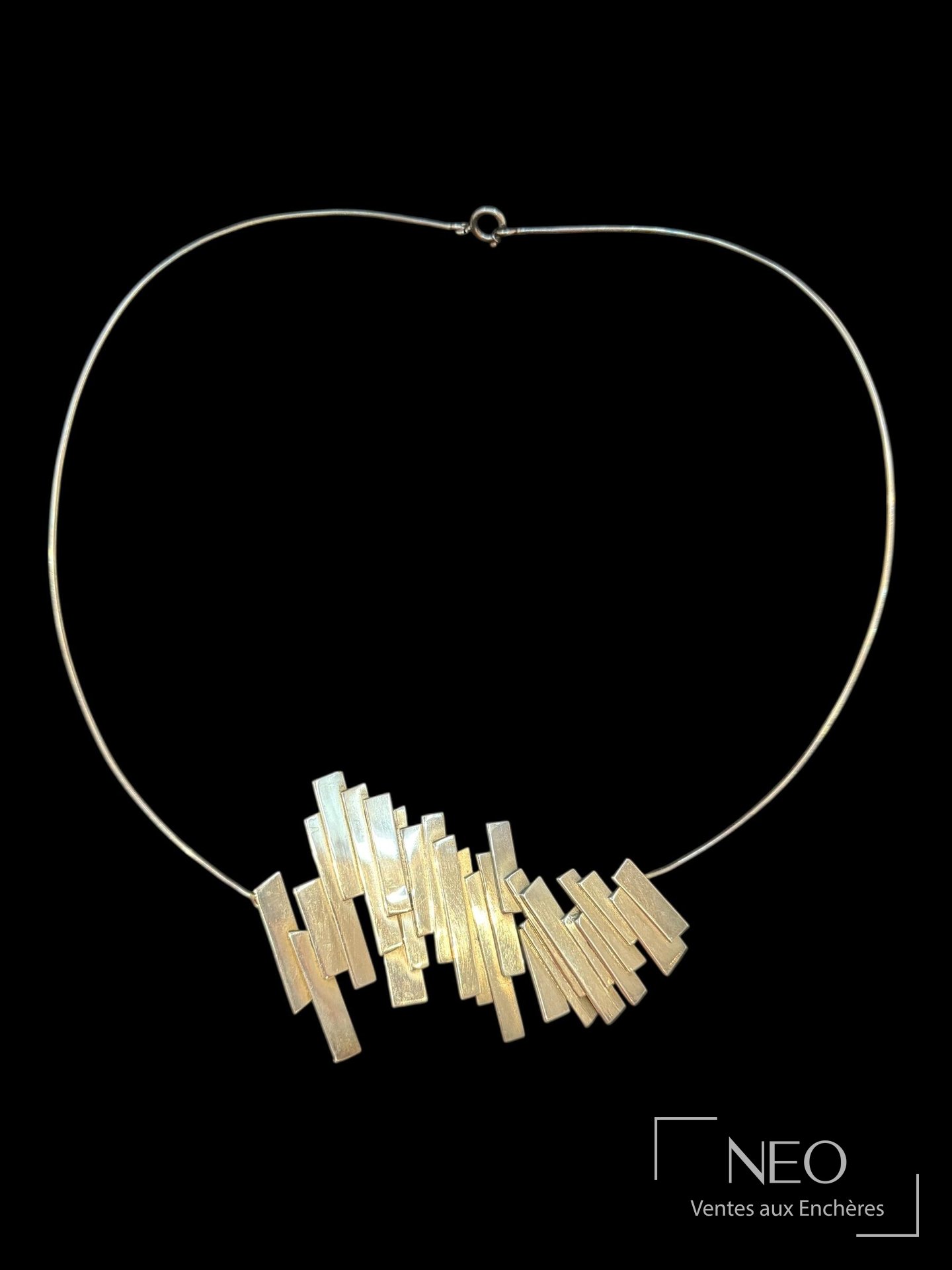 Attribué à Brigitte Chevassus collier en argent à plaques rectangulaires