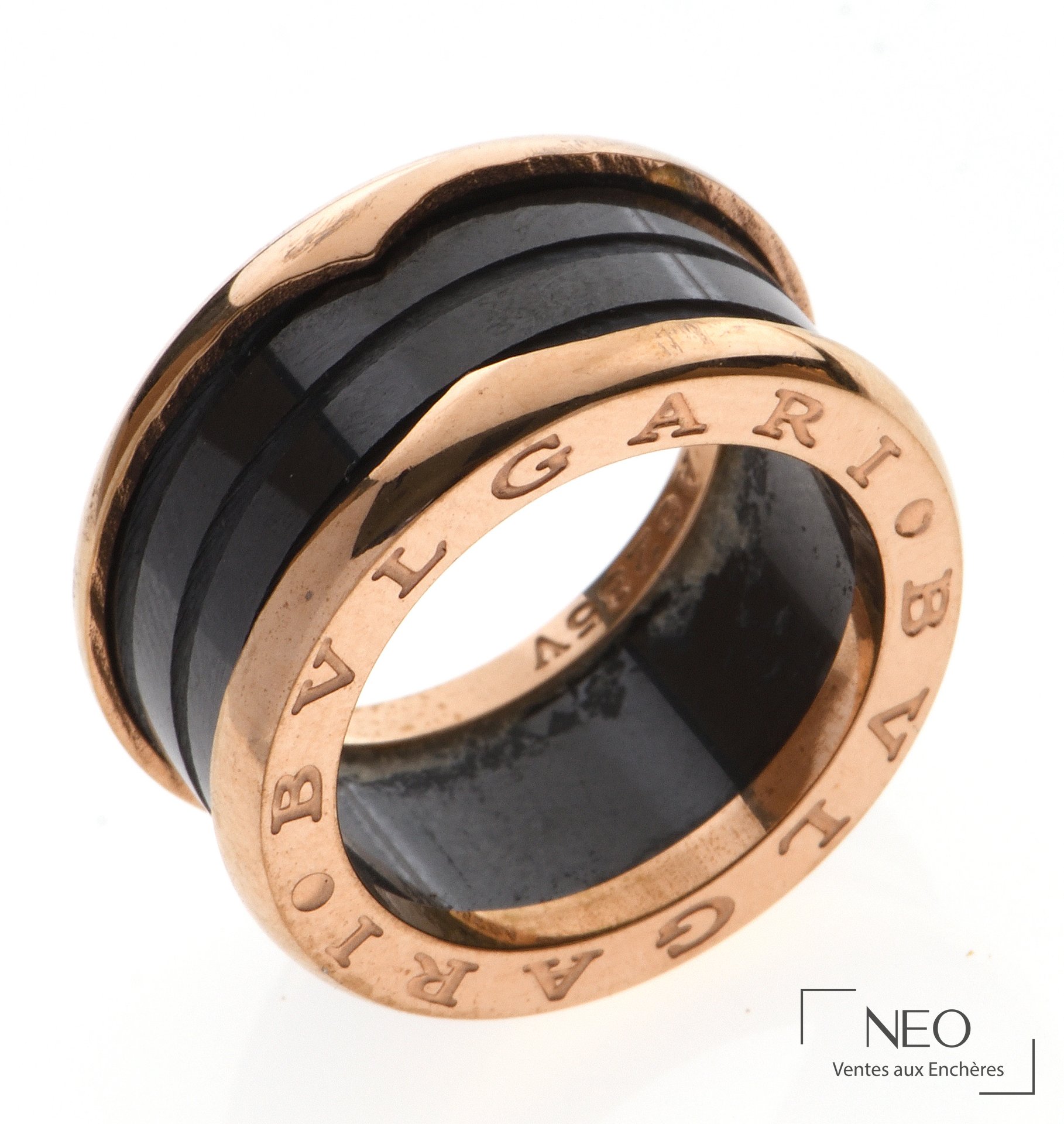Bulgari B. Zero1 anneau en or rose 18 carats et céramique noire