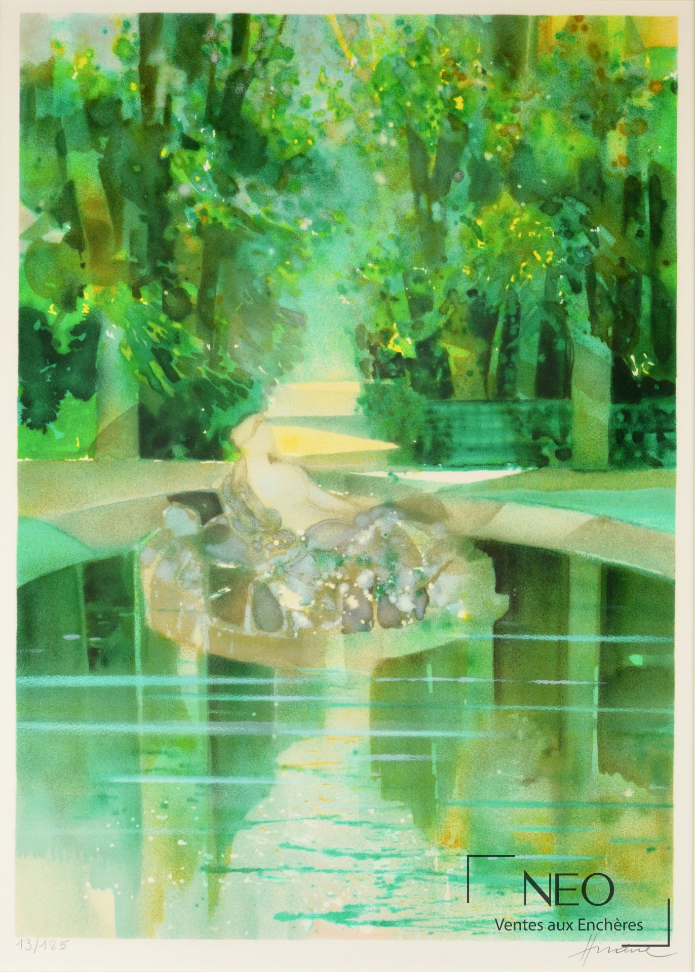 Camille Hilaire d’après Miroir d’eau, lithographie en couleur signée