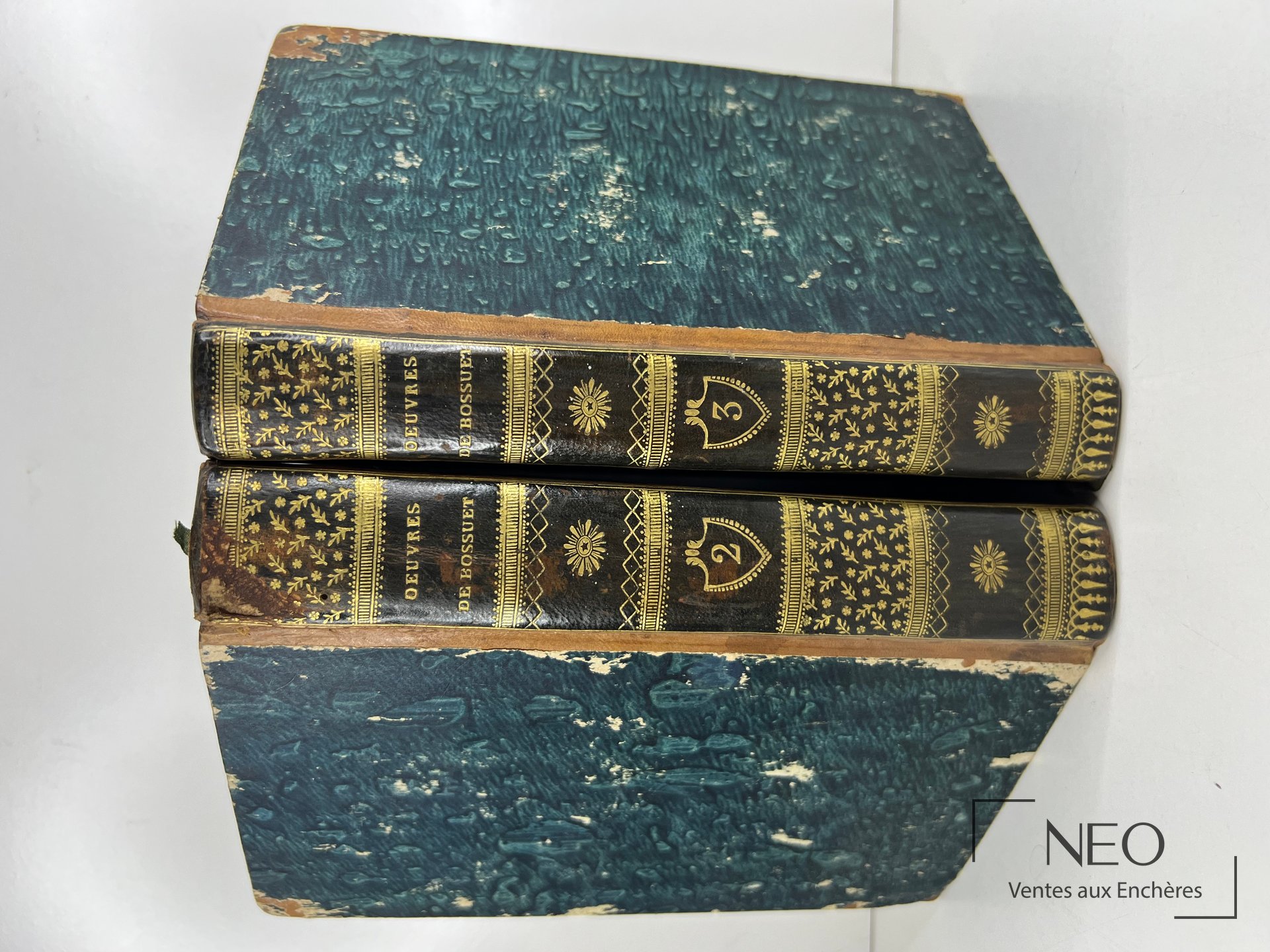 Deux volumes reliés en demi basane avec dos ornés de dorures