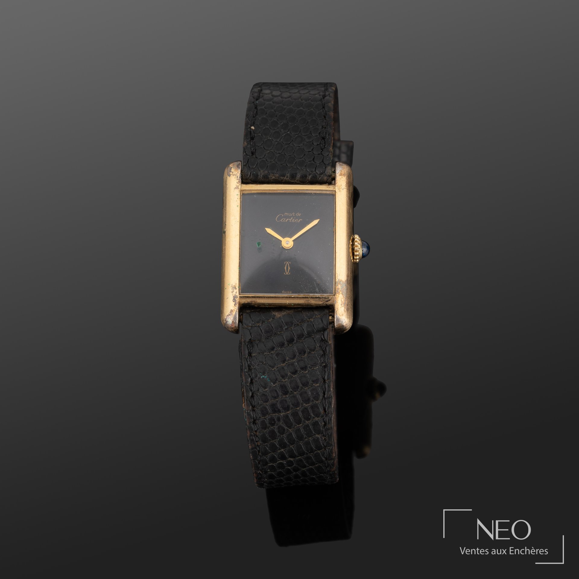 Cartier Must, montre bracelet rectangulaire en vermeil