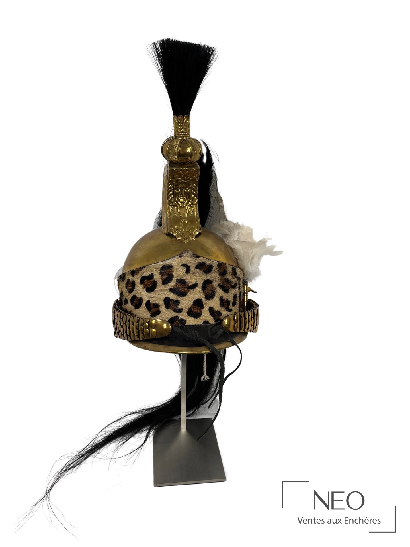 Casque d’officier de dragon Premier Empire en laiton doré