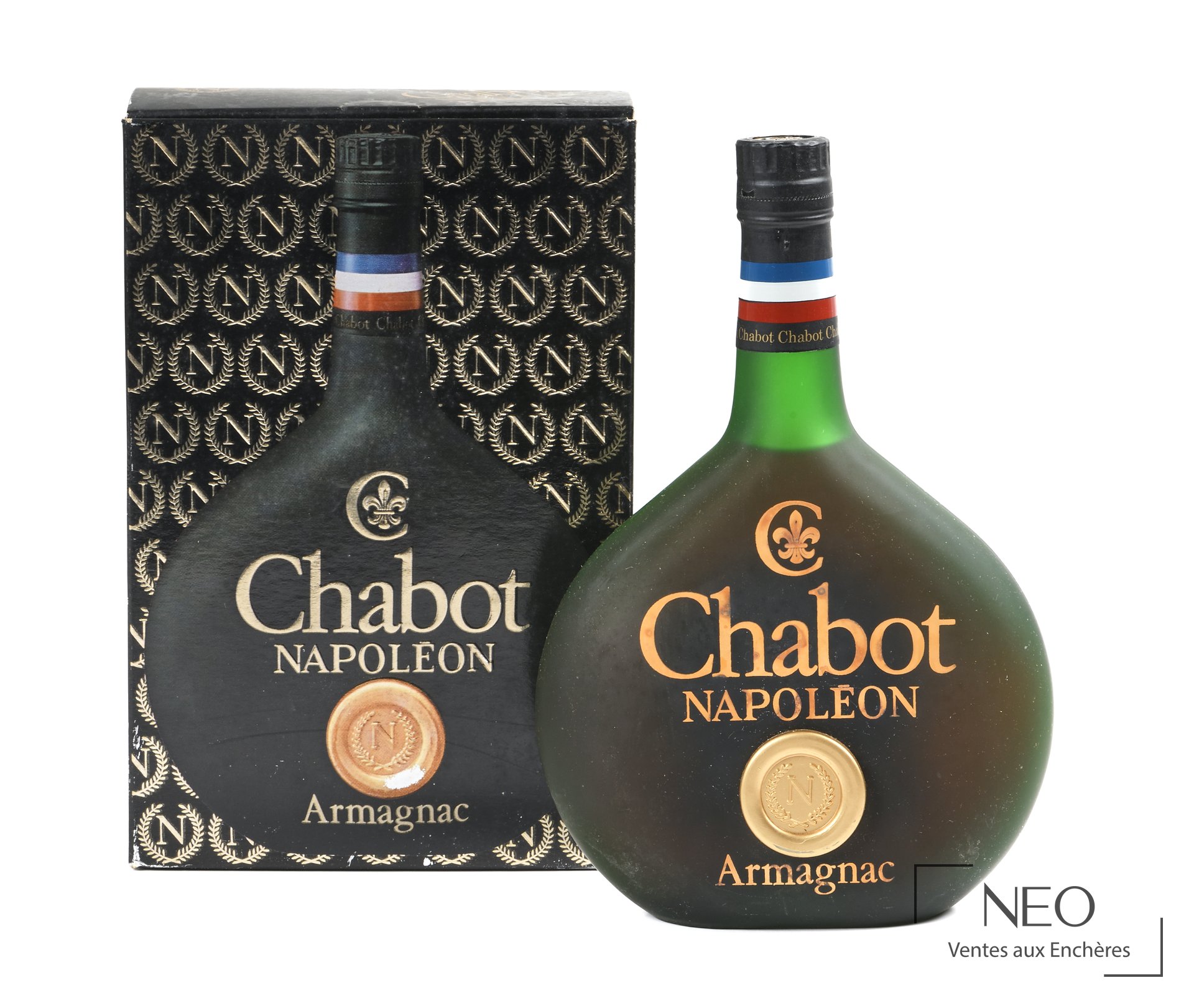 Bouteille d’Armagnac Chabot Napoléon avec sa boîte d’origine