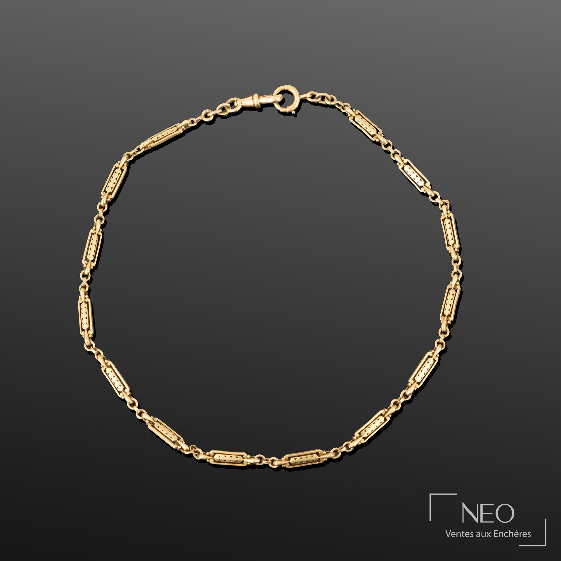 Chaîne de montre en or jaune 18K à maille fantaisie