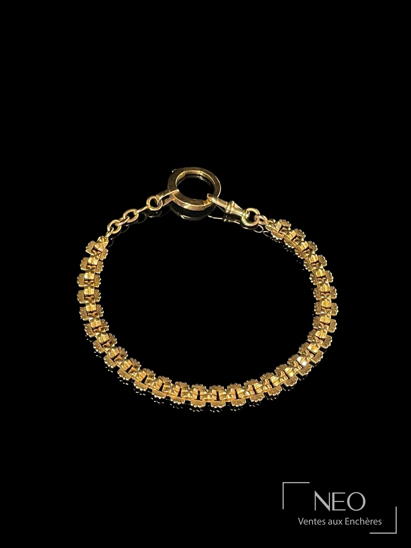 Chaîne de montre en or rose 18 carats à mailles fantaisies
