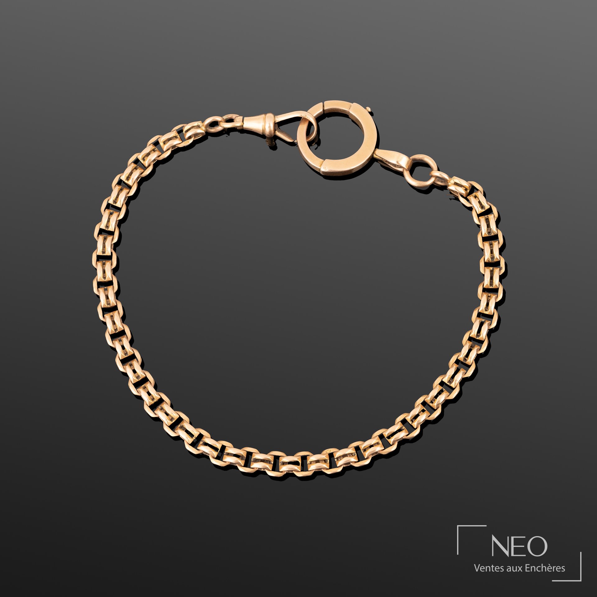 Chaîne de montre en or rose 18K à maille fantaisie