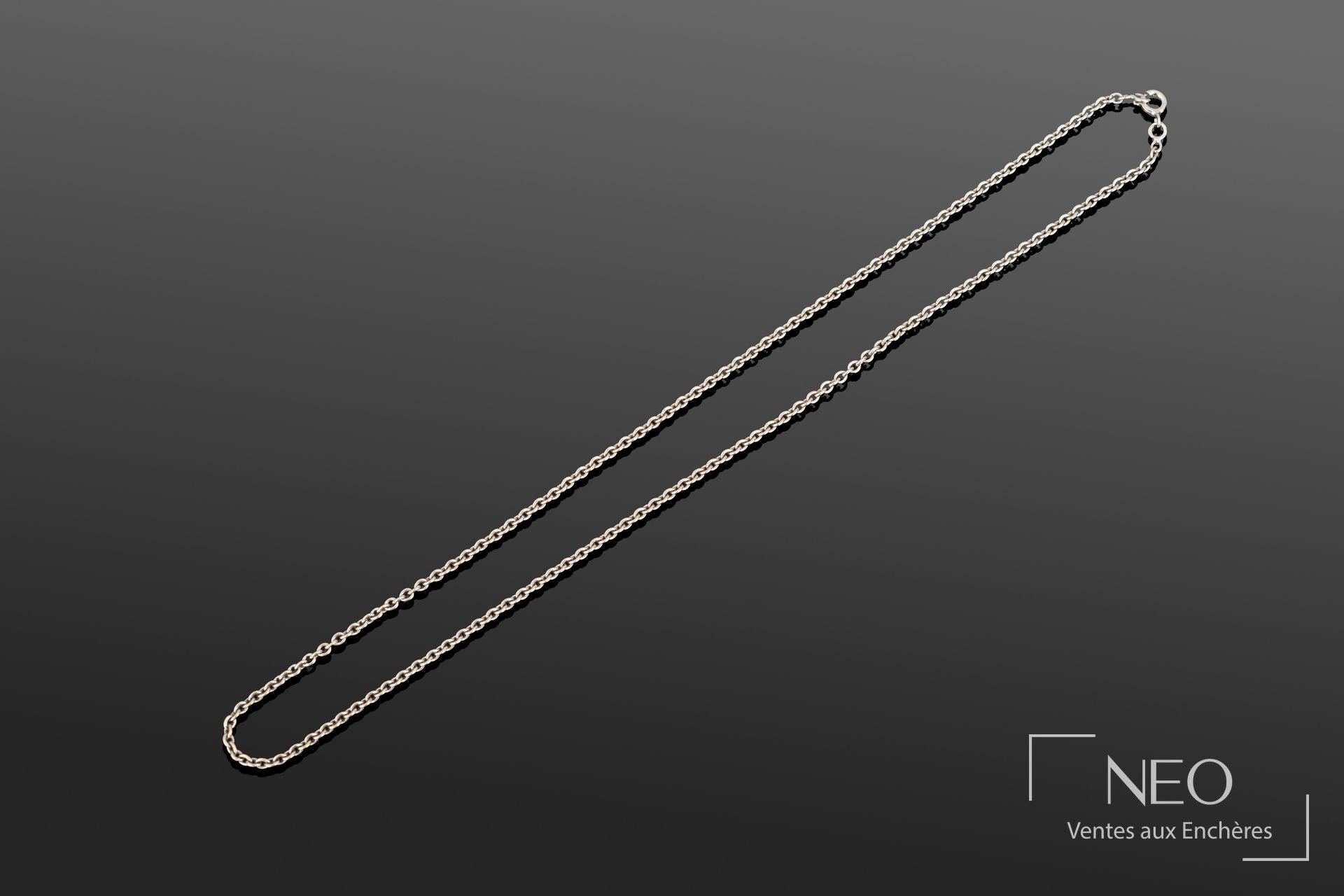 Chaîne en or gris 18K maille forçat ronde