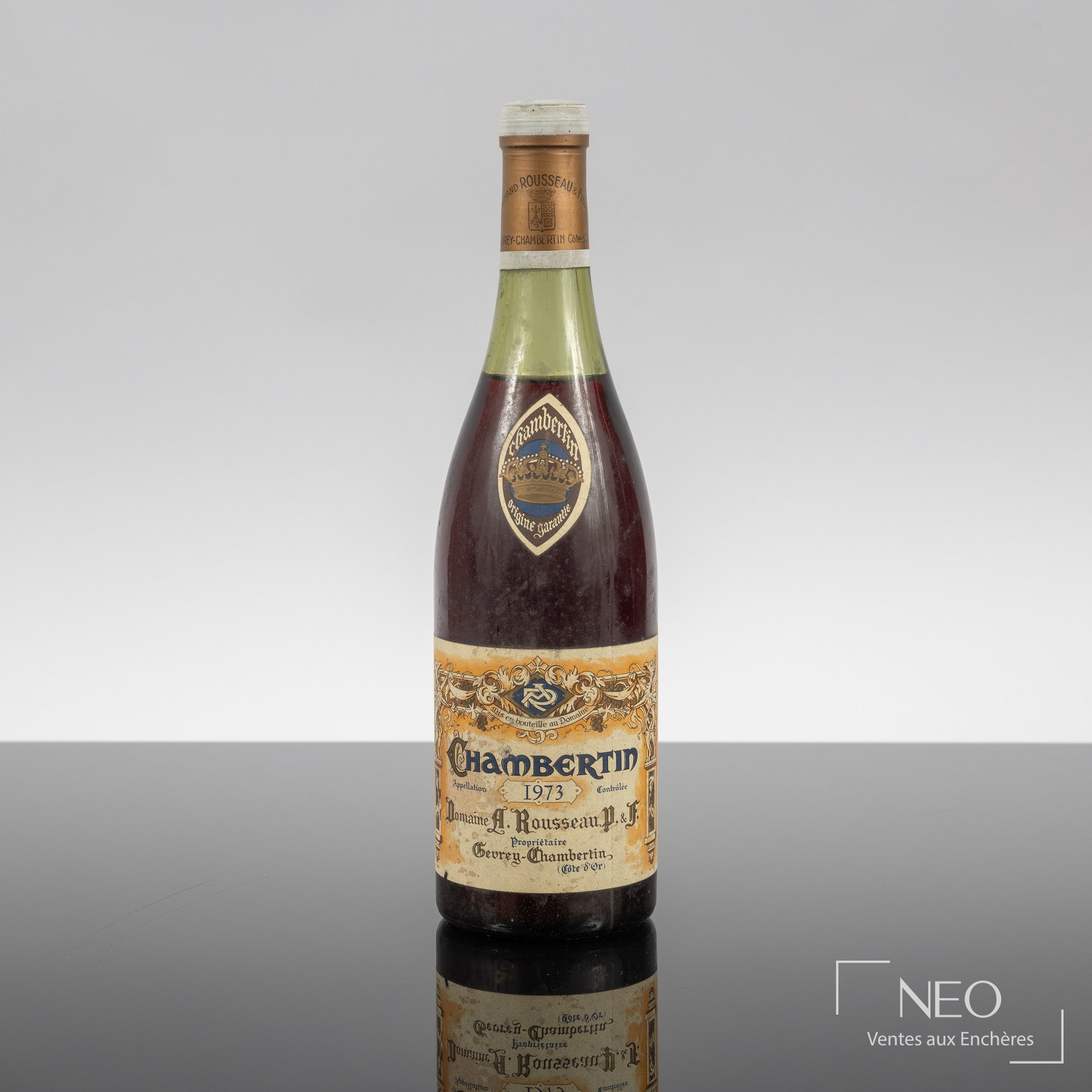 Chambertin Grand Cru Domaine Armand Rousseau 1973, bouteille de Bourgogne