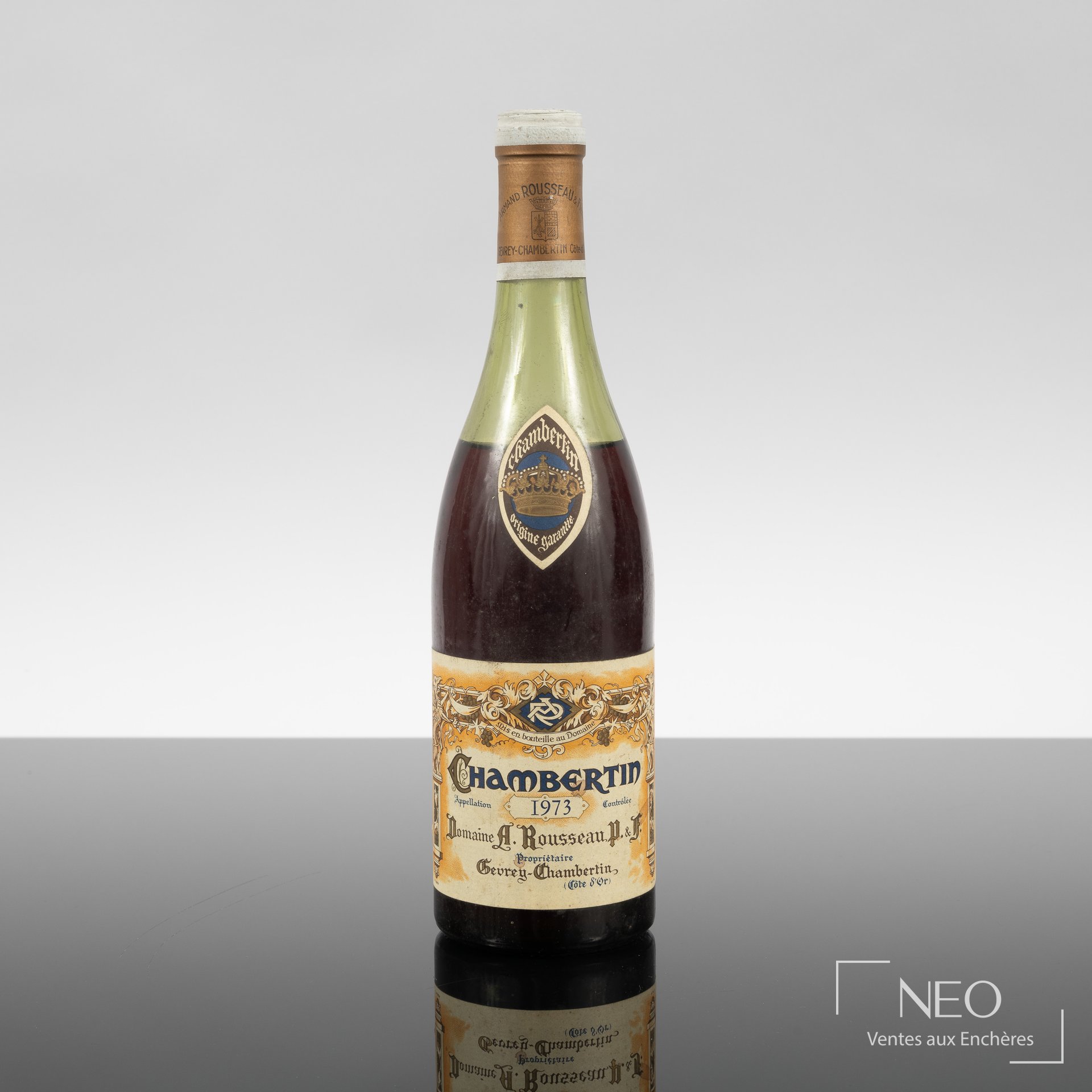 Chambertin Grand Cru Domaine Armand Rousseau 1973, bouteille de Bourgogne