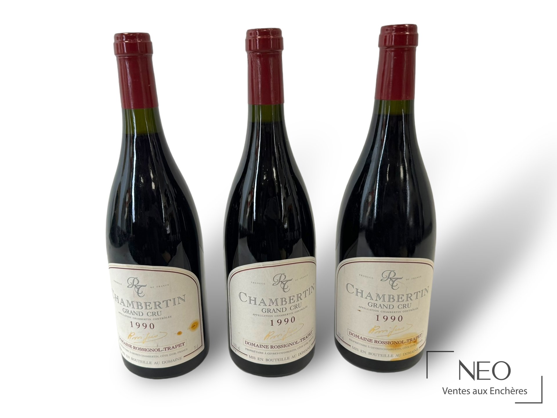 Chambertin Grand Cru Domaine Rossignol-Trapet 1990, trois bouteilles