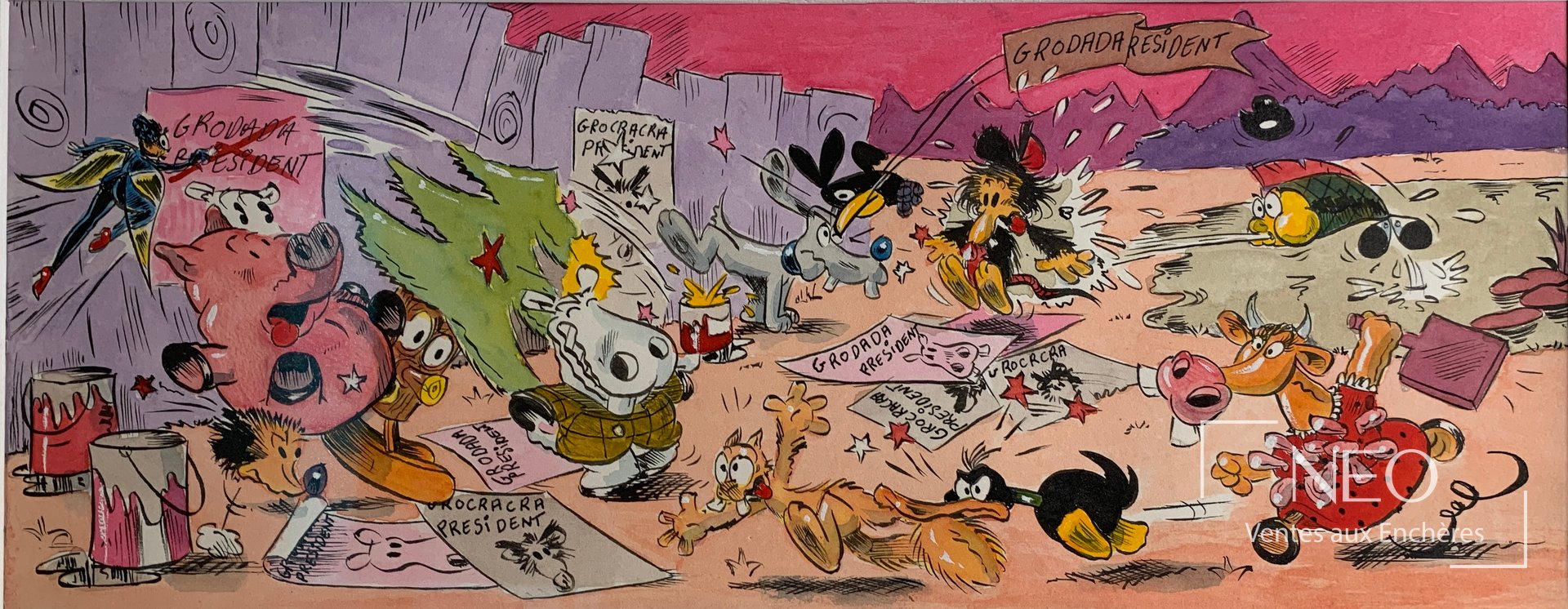 Charlie Schlingo, La guerre des chefs, illustration humoristique, 1990-1992
