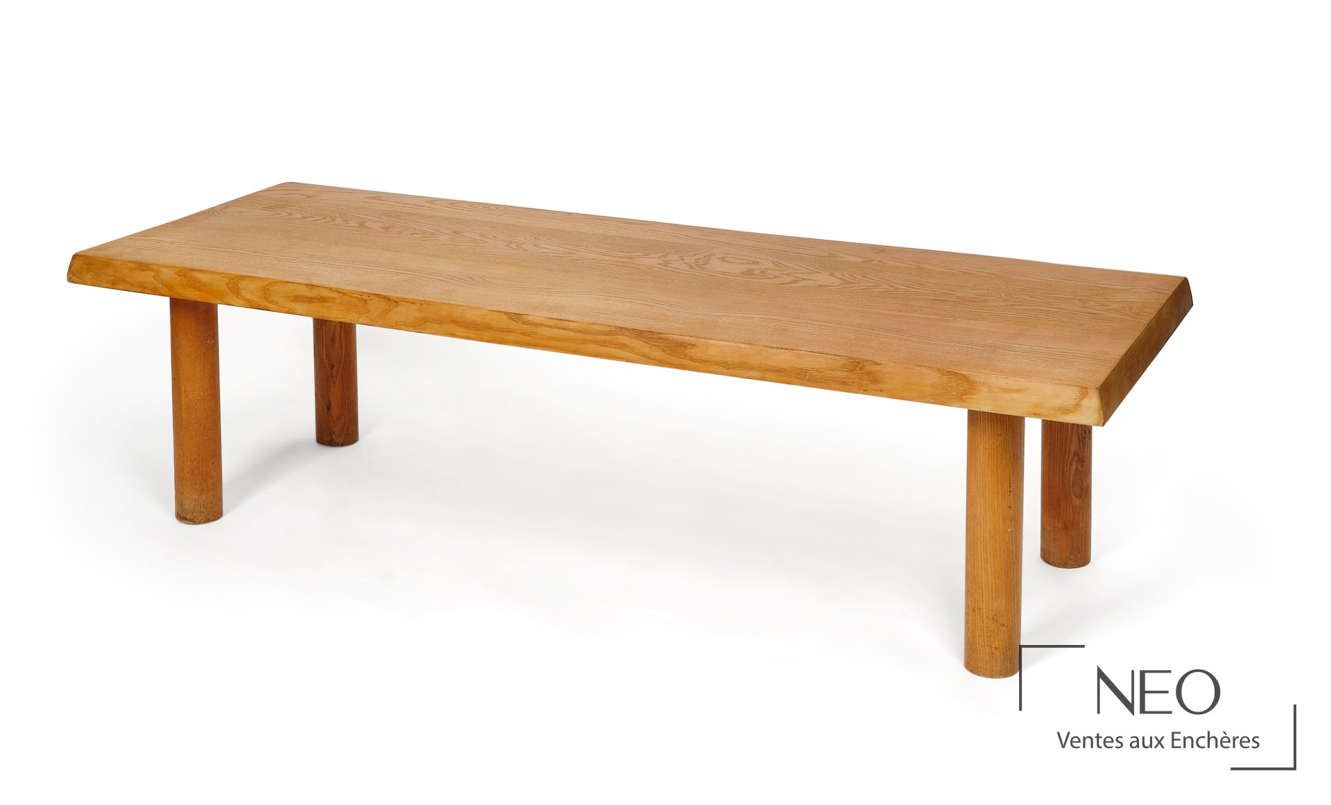 Charlotte Perriand Table basse rectangulaire en frêne massif