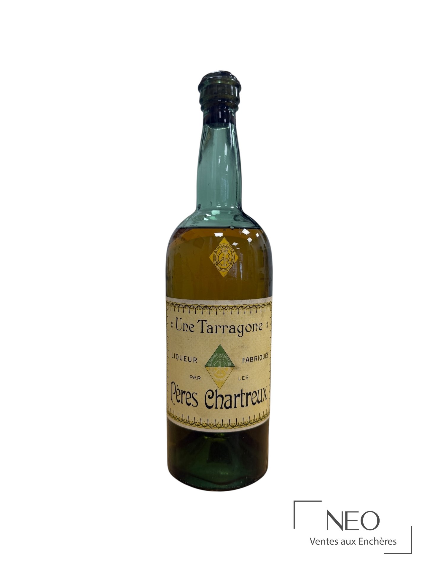 Bouteille de Chartreuse Jaune Tarragone avec étiquette Pères Chartreux