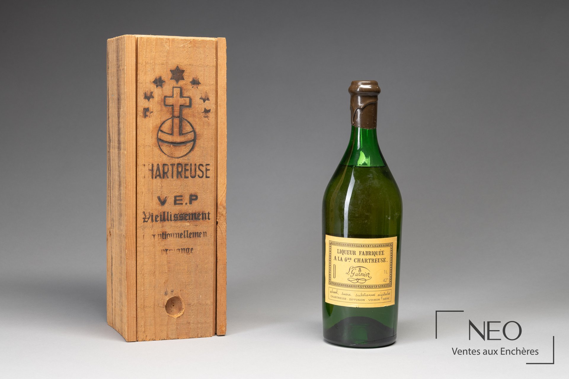 Chartreuse Jaune VEP, bouteille 1 litre, mise en foudre en 1964