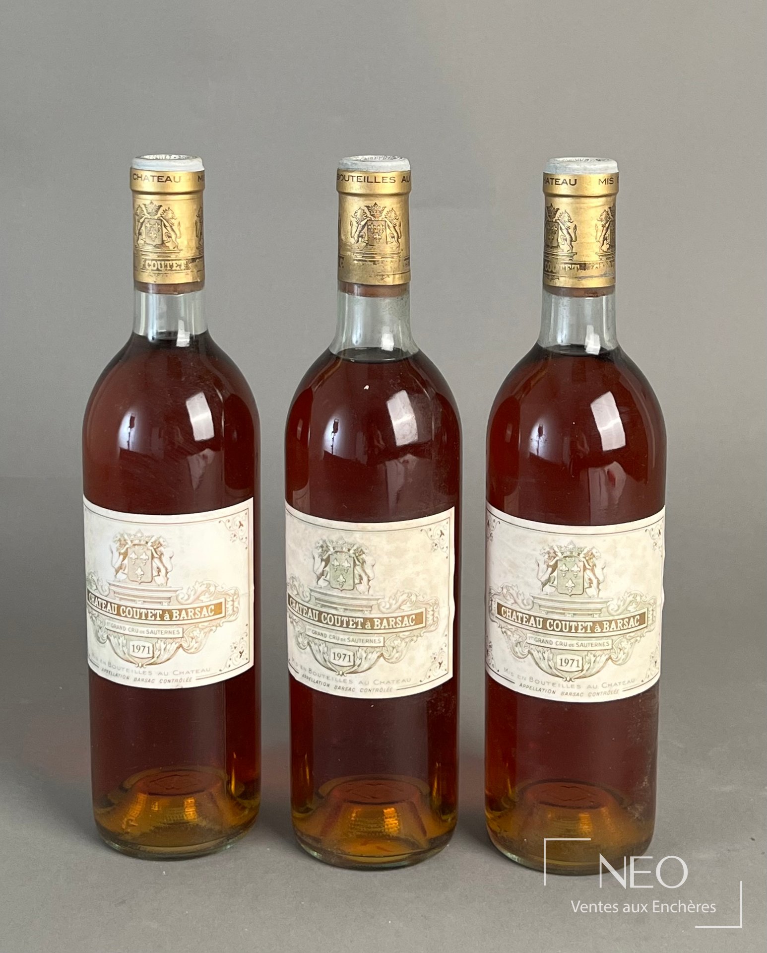 3 bouteilles de Sauternes Château Coutet 1er Grand Cru Classé 1971