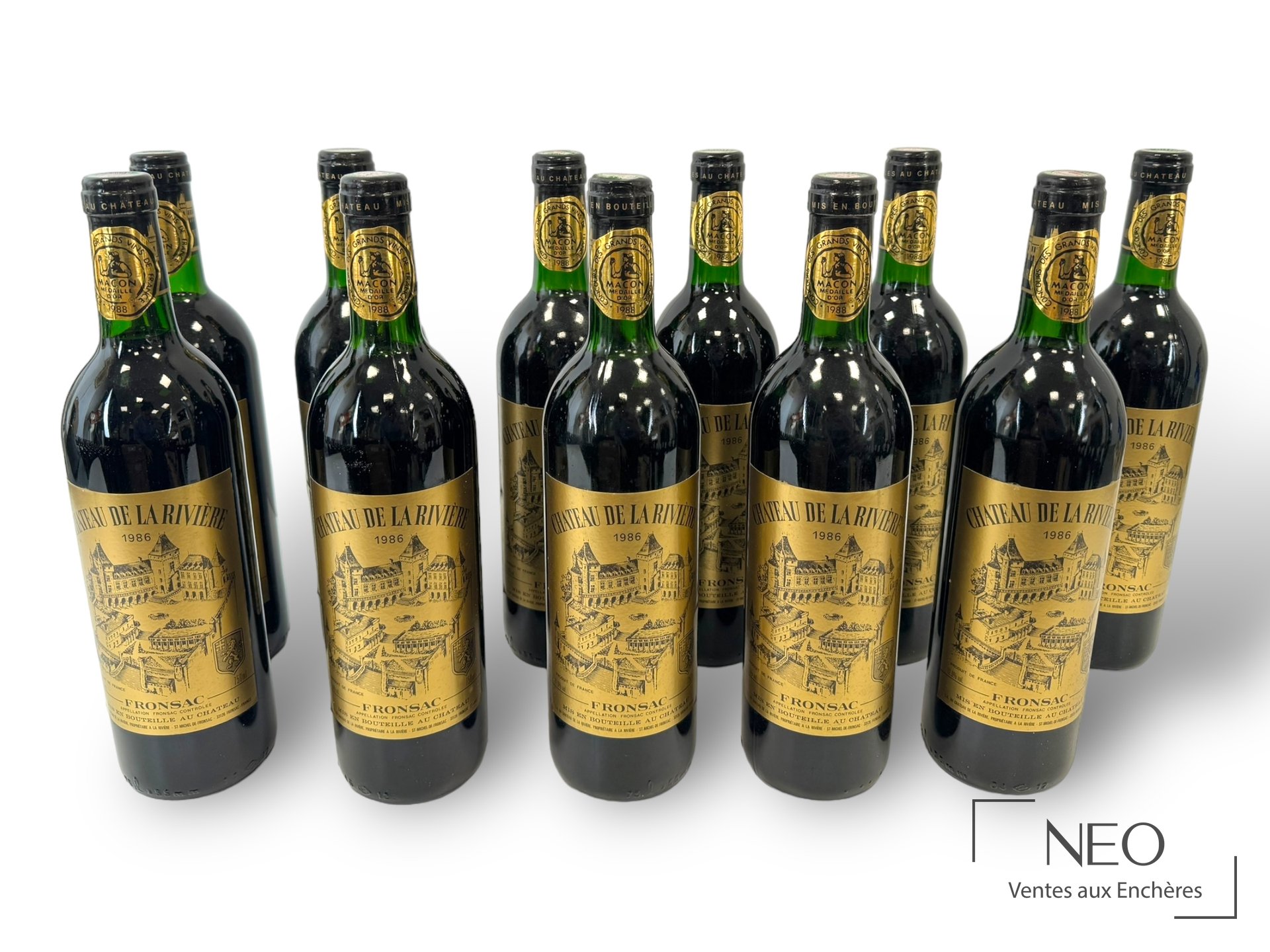 11 bouteilles Fronsac Château de la Rivière 1986